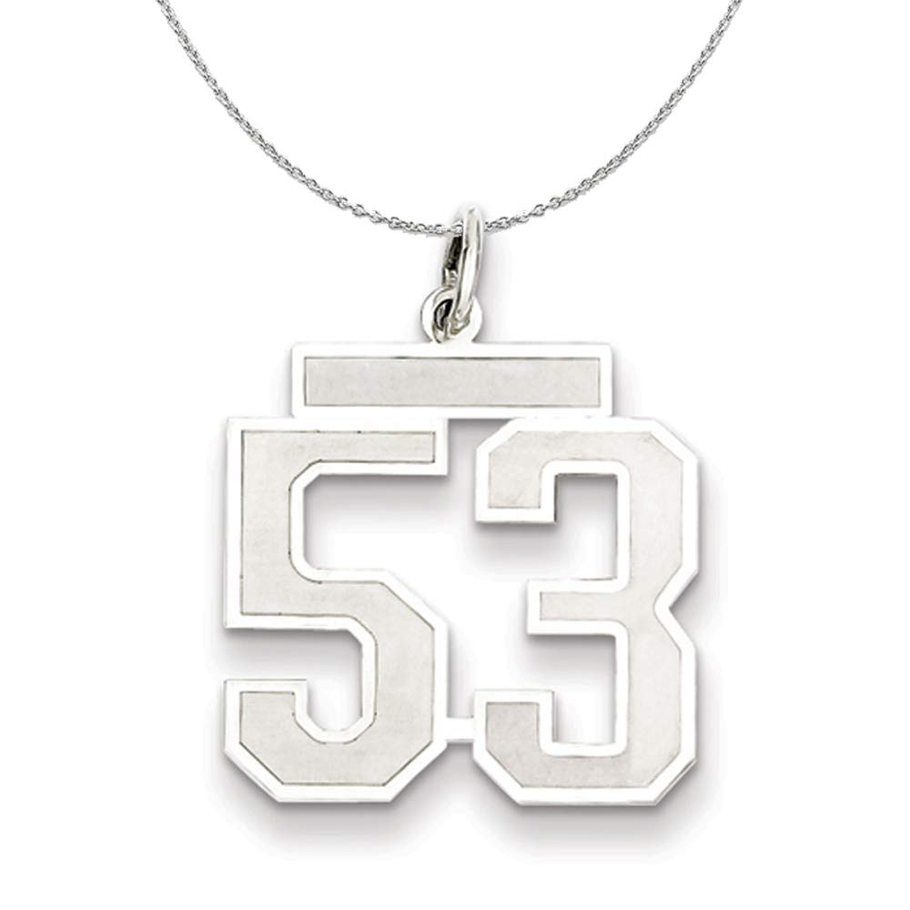 Black Bow Jewelry Sterling Silver Jersey Collection Medium Number 53 Necklace for Everyday Wear & Special Occasions