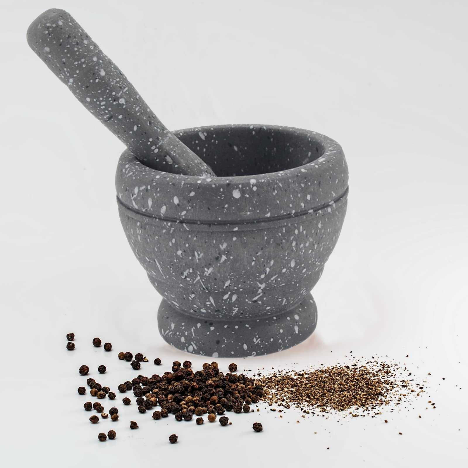 Granite Texture Resin Mortar and Pestle Set - Spice Grinder, Guacamole Maker, Herb Crusher for Kitchen & Cooking - Perfect for Grinding Herbs, Spices, and Making Fresh Guacamole at Home
