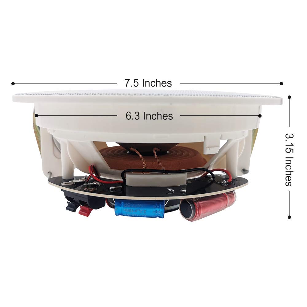 Herdio 6.5 Inch 300W Bluetooth Ceiling Speakers (Pair) - Flush Mount In-Wall Amplifier Receiver for Home Theater, Indoor & Covered Outdoor Use - Perfect for Living Room, Bedroom, Patio and Porch Audio System
