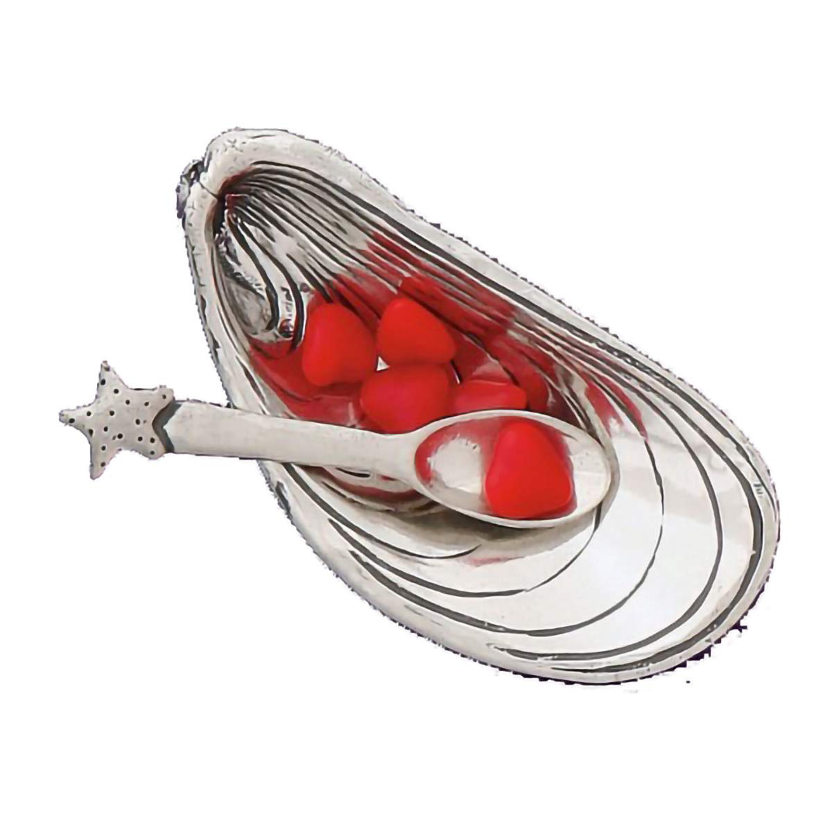 Premium Pewter Salt Cellar with Mussel Shell Spoon - Elegant Salt & Spice Storage Box for Kitchen, Dining Table, or Bar - Perfect for Salt, Spices, Snacks, Rice, Side Dishes & Ice Cream - Ideal for Home, Restaurant & Gift Giving