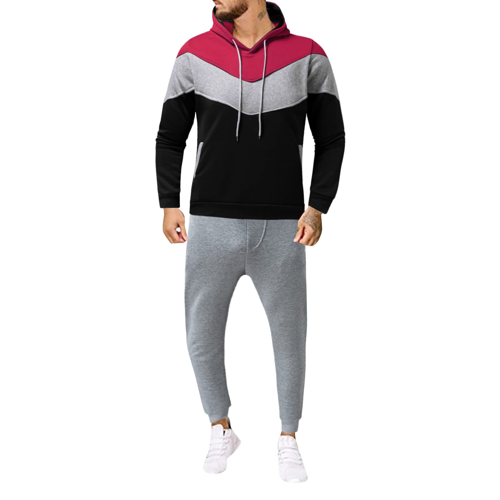 Men's Winter Sweatsuit Set - Soft Fleece Hoodie & Jogger Pants 2-Piece Outfit for Casual Wear, Lounge & Outdoor Activities