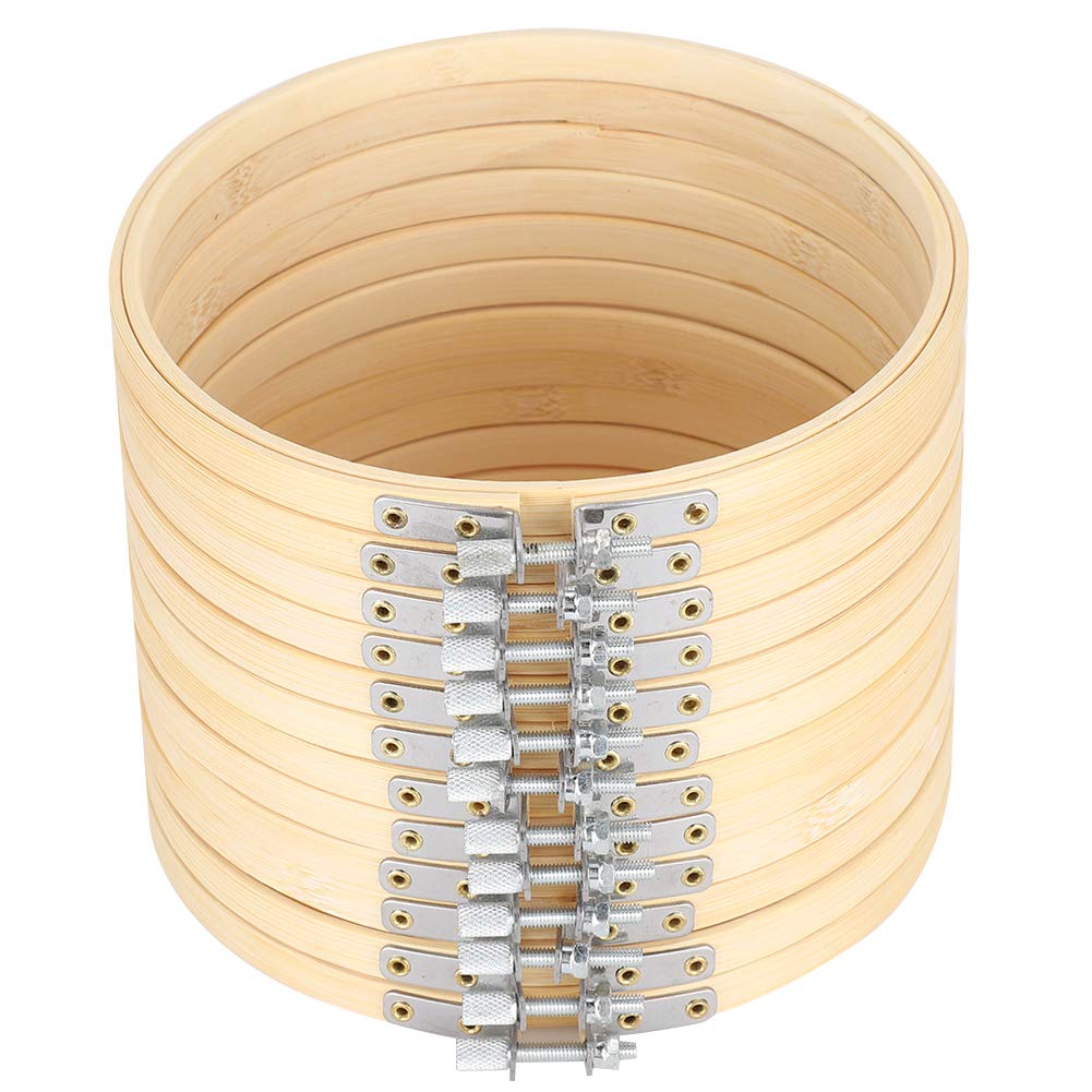 12Pcs Bamboo Embroidery Hoop Set - 6.1 Inch (15.5cm) Circle Stitch Frame for Hand Embroidery, Cross Stitch, and Needlework - Perfect for DIY Craft Projects, Wall Decor, and Gift Making
