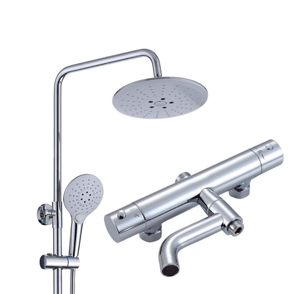 Modern Electroplated Copper Thermostatic Shower Set - 8 Inch Rainfall Shower Head, Handheld Shower & Mixing Valve - Luxury Bathroom Upgrade for Spa-Like Experience