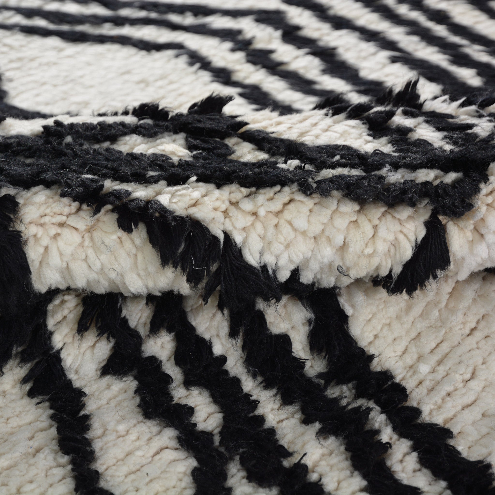 Premium 9' x 12' Black Moroccan Wool Rug - Handmade Berber Carpet for Living Room, Bedroom & Home Decor