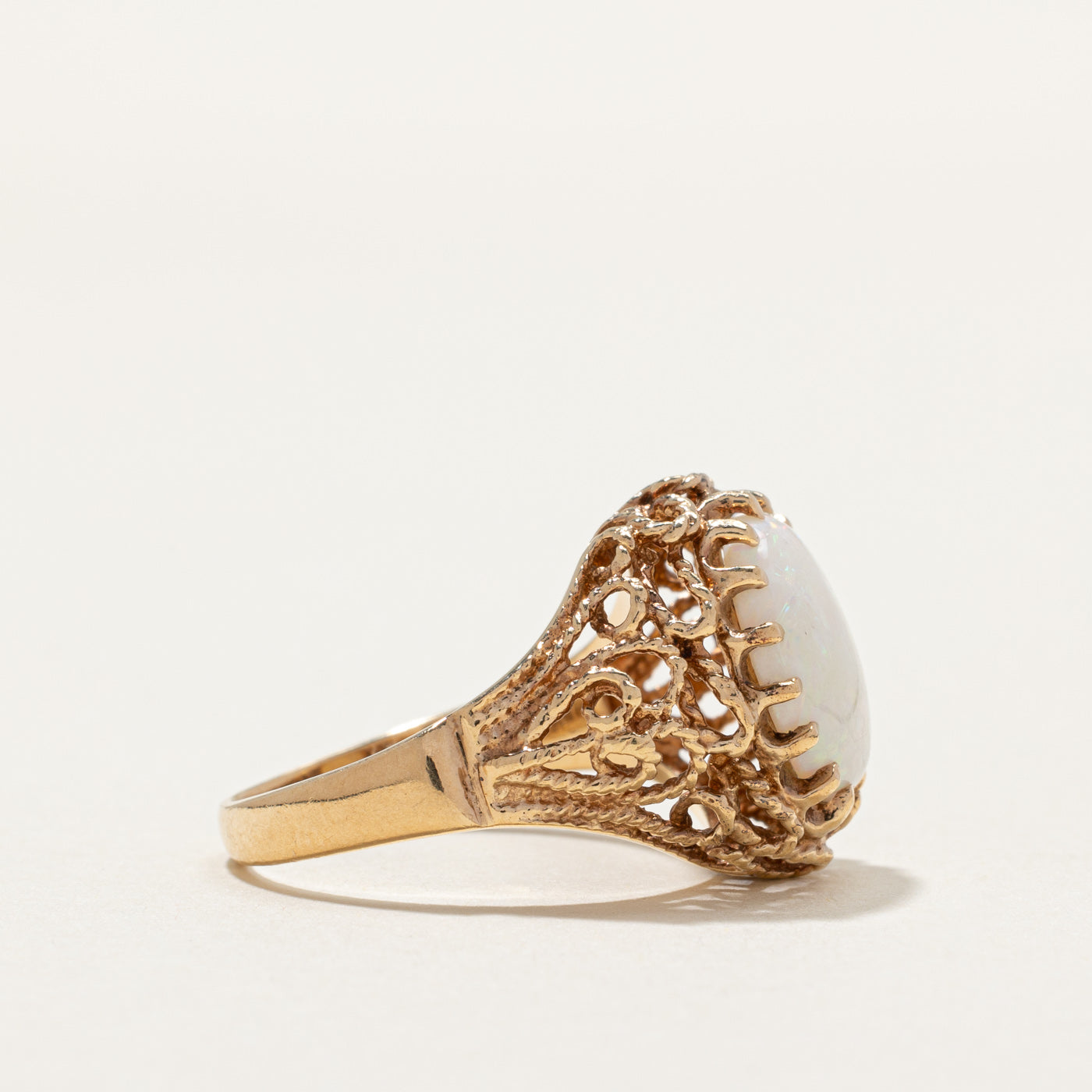 Opal Textured Cocktail Ring - 3.50 Carat Genuine Opal - Size 7 - Elegant Statement Jewelry for Evening Parties & Special Occasions