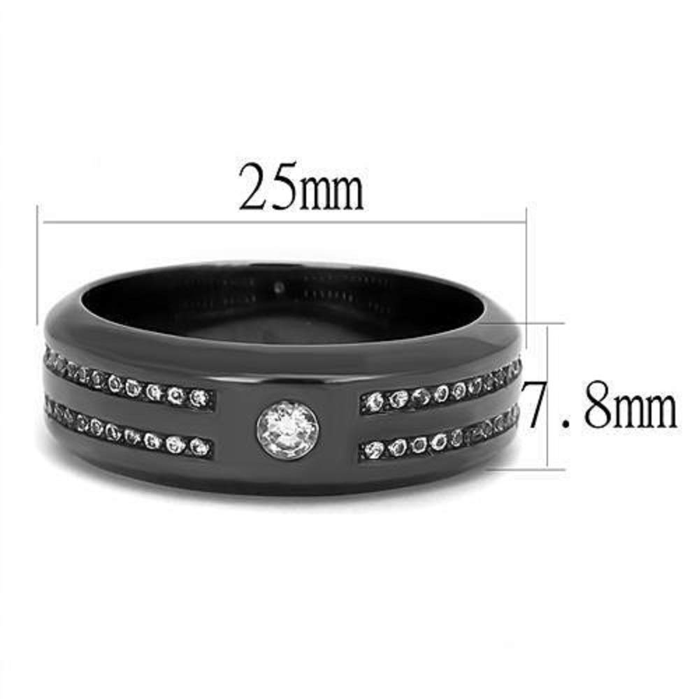 WildKlass Black Stainless Steel Ring for Men with CZ Stones - Perfect for Gifts & Parties