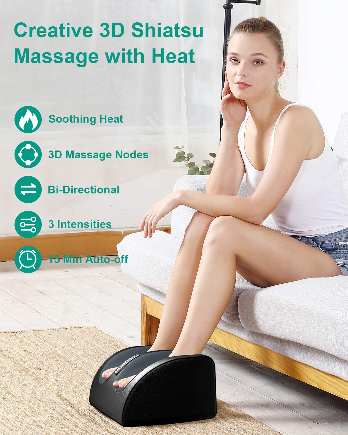 LINGTENG Shiatsu Foot Massager with Heat - Deep Kneading Foot Massage Machine for Relaxation, Perfect Gift for Women, Men, Parents - Ideal for Home, Office & Post-Workout Recovery (Black)