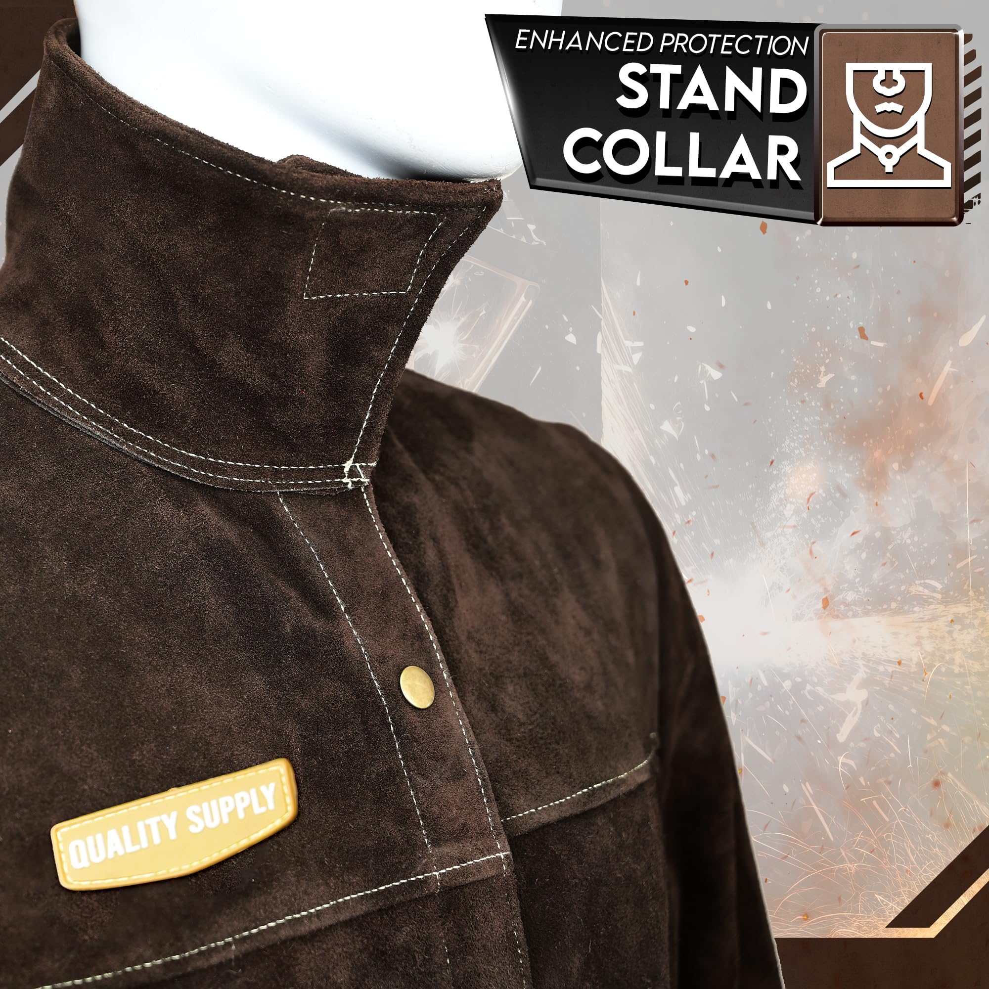 Heat & Flame Resistant Leather Welding Jacket for Men & Women - Heavy Duty FR Safety Jacket for Welders, Blacksmiths & Metalworkers - Perfect for Welding, Forging & Industrial Work Protection