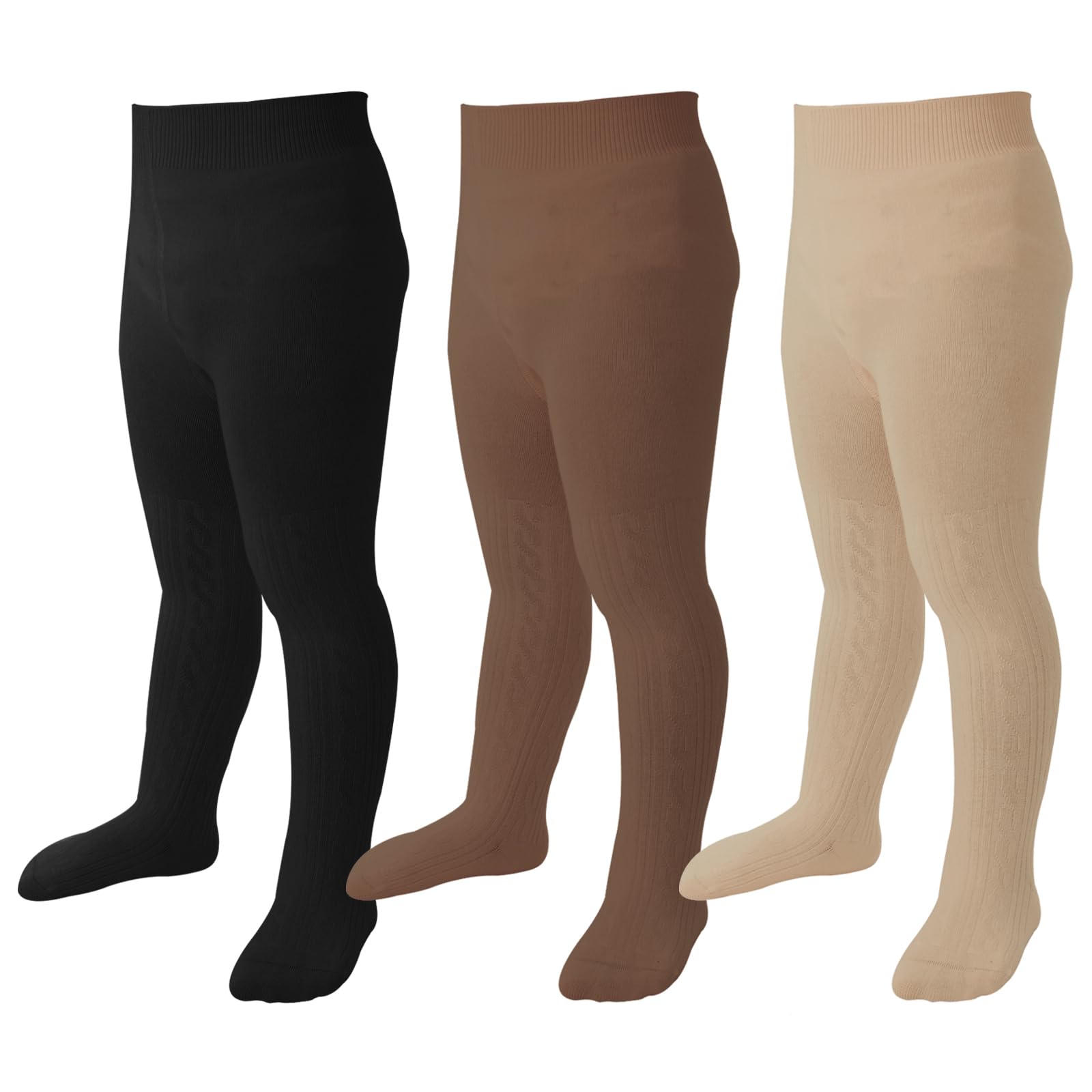 **Soft Cotton Baby Tights for Toddler Girls - Seamless Cable Knit Leggings & Stockings (3/4/5 Pack) - Perfect for Playtime, Daycare & Winter Outfits**