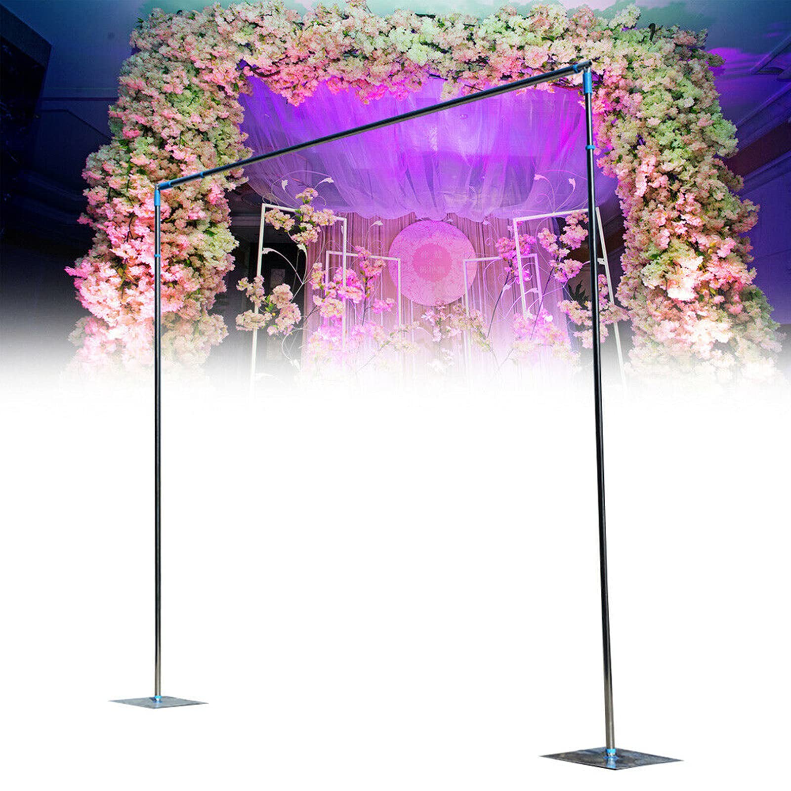 Stainless Steel Wedding Backdrop Stand Kit - Telescopic Pipe & Curtain Frame for Party Decor (3x3m/3x6m) | USA Stock | Perfect for Wedding Receptions, Birthday Parties & Photo Booths