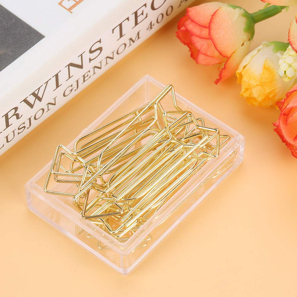 Gold Electroplated Arrow Paper Clips - 12pcs Metal Bookmark Clips for Office, School & DIY Crafts - Fun Stationery Supplies for Notes, Documents & Gift Wrapping
