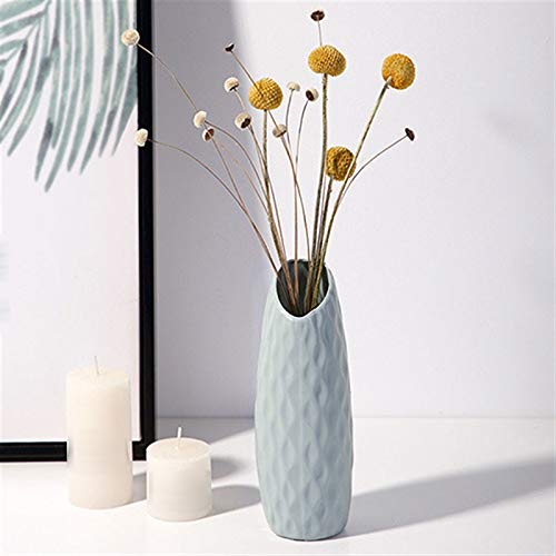 Nordic Style Blue Plastic Flower Vase - Imitation Ceramic Decorative Pot for Home & Room Decor, Perfect for Fresh Flowers, Centerpieces, and Wedding Decorations
