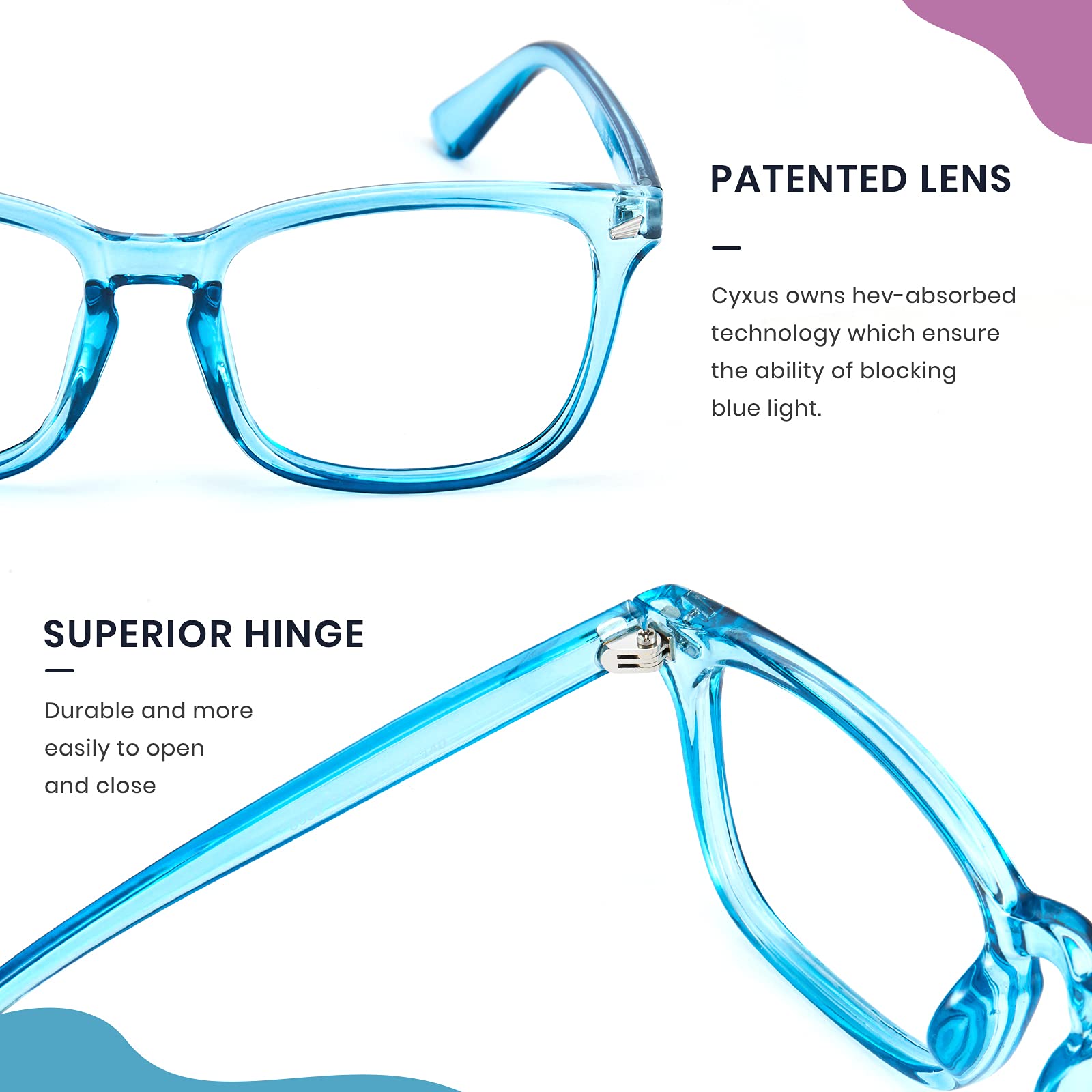 Cyxus Blue Light Blocking Glasses for Computer & Screen Use - Anti UV Glare Filter, Gaming & Reading Eyewear for Men & Women - Reduce Eye Strain & Improve Sleep