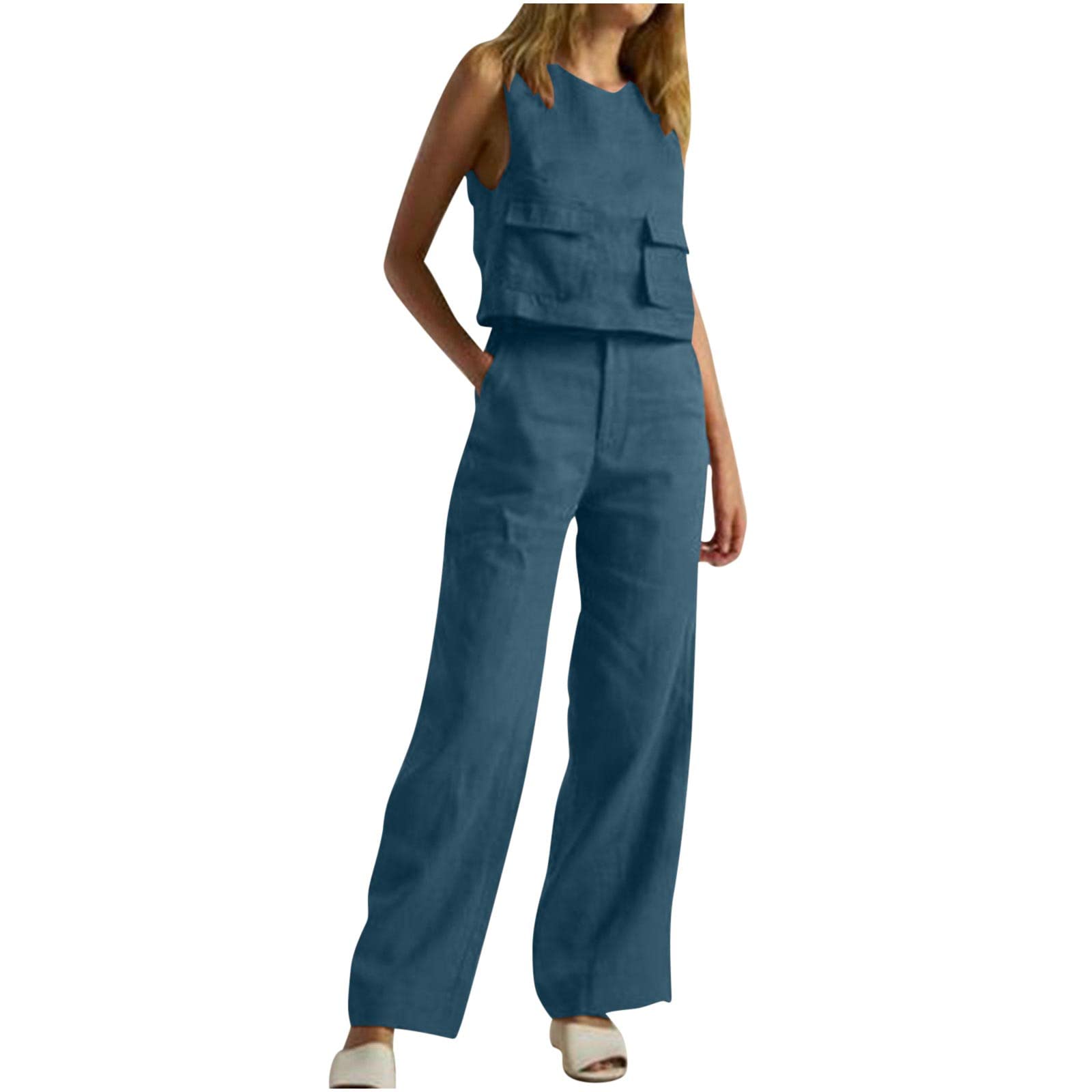 Oelaio Women's 2-Piece Jogger Outfits - Cream Dressy Pants Set for Work & Casual Wear | Comfortable Matching Suit for Office, Travel & Everyday Fashion