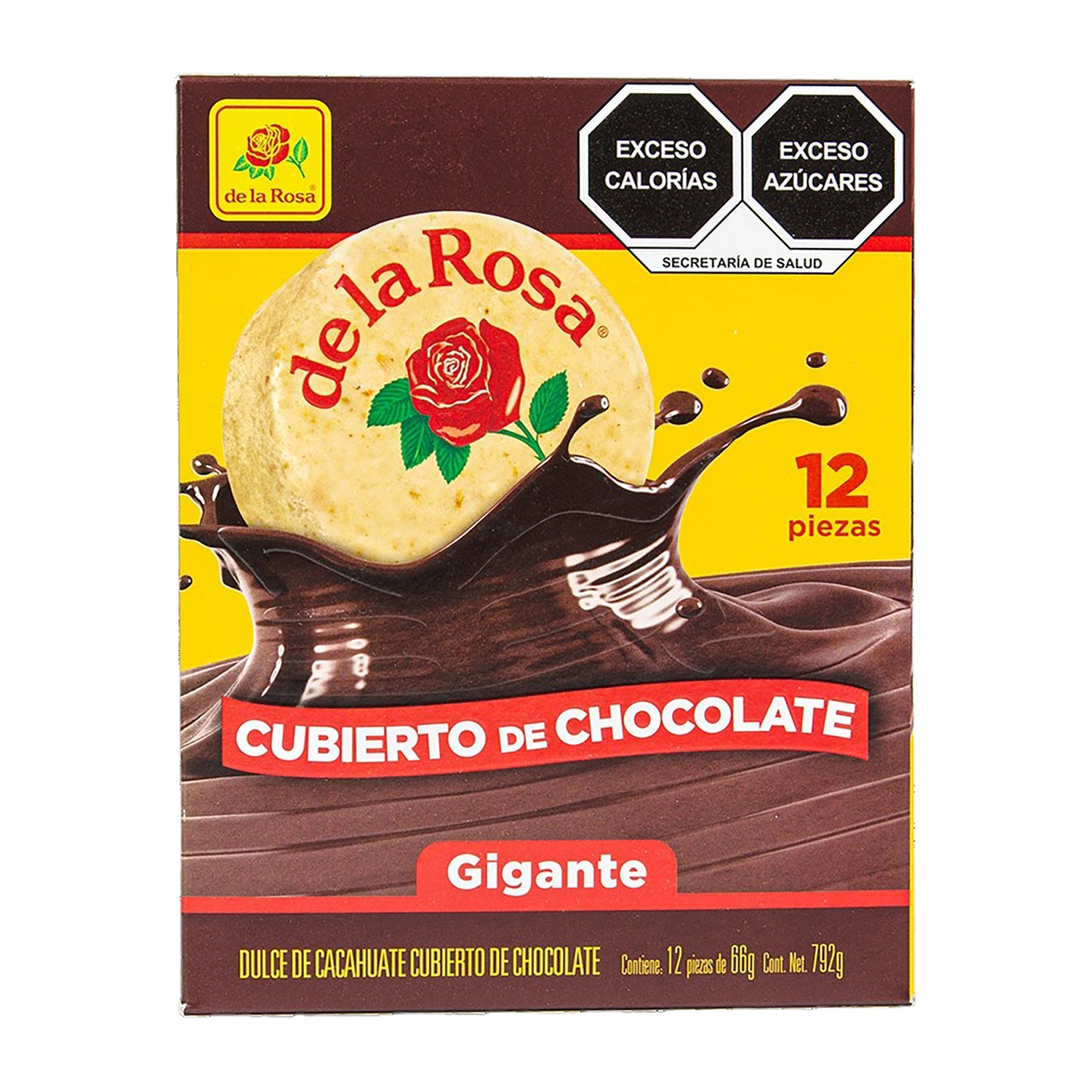 De La Rosa Giant Chocolate Covered Mazapan Peanut Candy | 12 Count Box | Perfect for Parties, Gifts & Mexican Dessert Lovers
