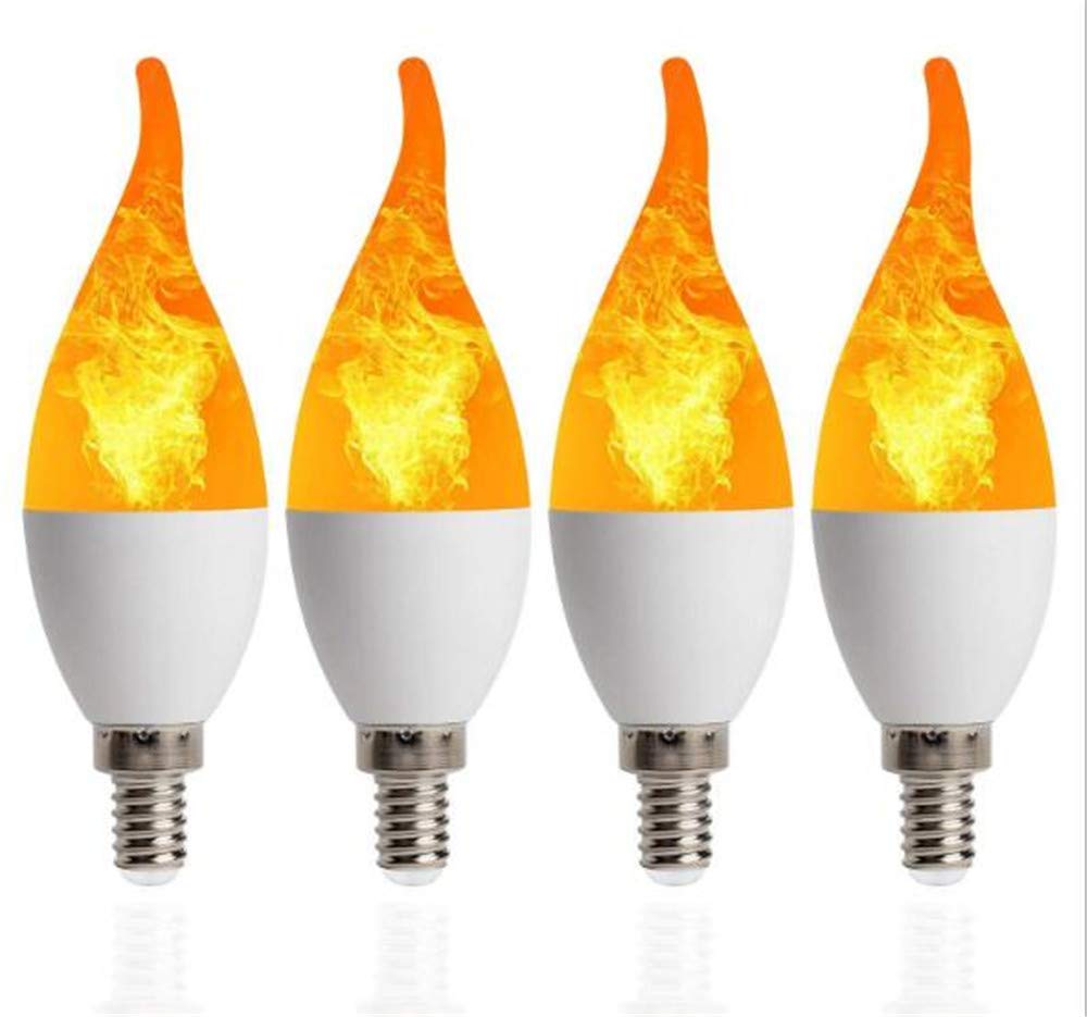 6-Pack E12 LED Flame Effect Light Bulbs - Warm White Flickering Candelabra Bulbs with Indigo Flame - Perfect for Halloween Decor, Christmas Lighting, Party Atmosphere & Home Decoration
