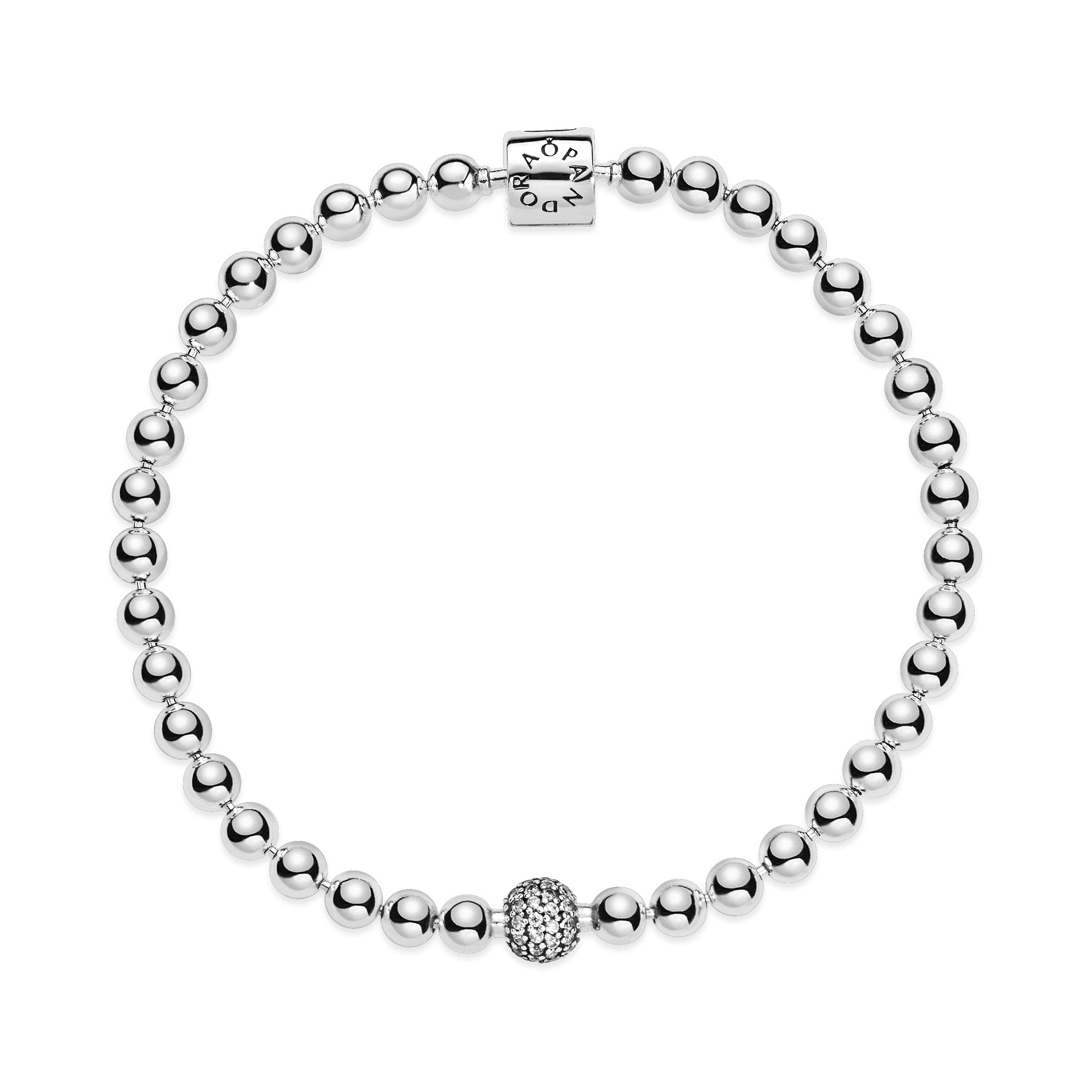 Pandora Sterling Silver Bracelet with Beads & Pave Cubic Zirconia | Elegant Jewelry Gift for Women | Perfect for Anniversaries, Birthdays & Special Occasions