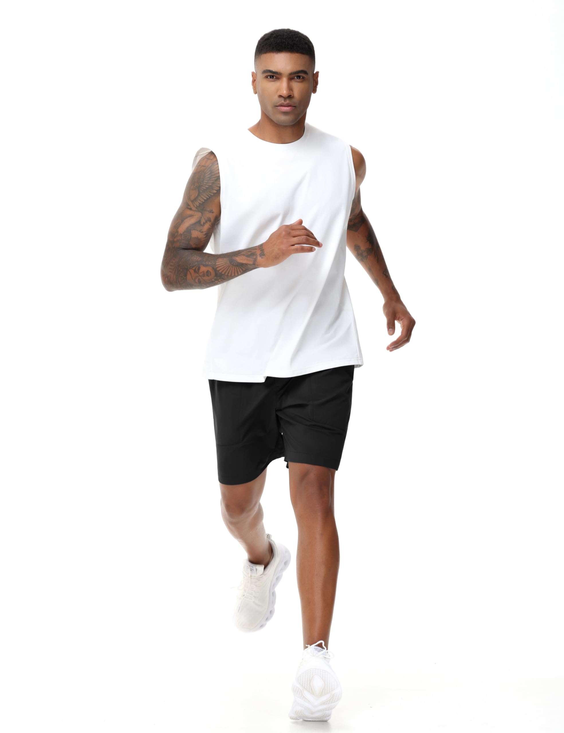 THE GYM PEOPLE Men's Running Shorts - Lightweight Quick Dry Workout Shorts with Drawstring & Zipper Pockets for Gym, Jogging & Outdoor Sports