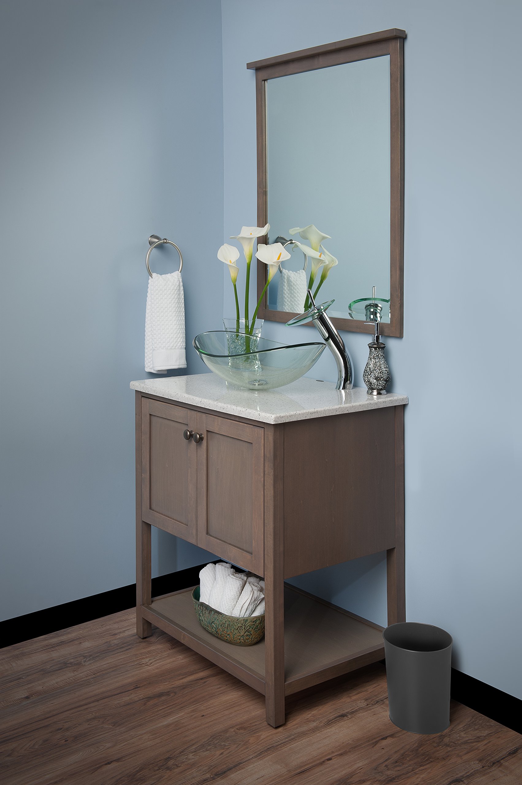 Novatto TIS-324C CHIARO Modern Glass Vessel Bathroom Sink - Premium Above Counter Basin for Vanity, Powder Room & Luxury Bathroom Decor