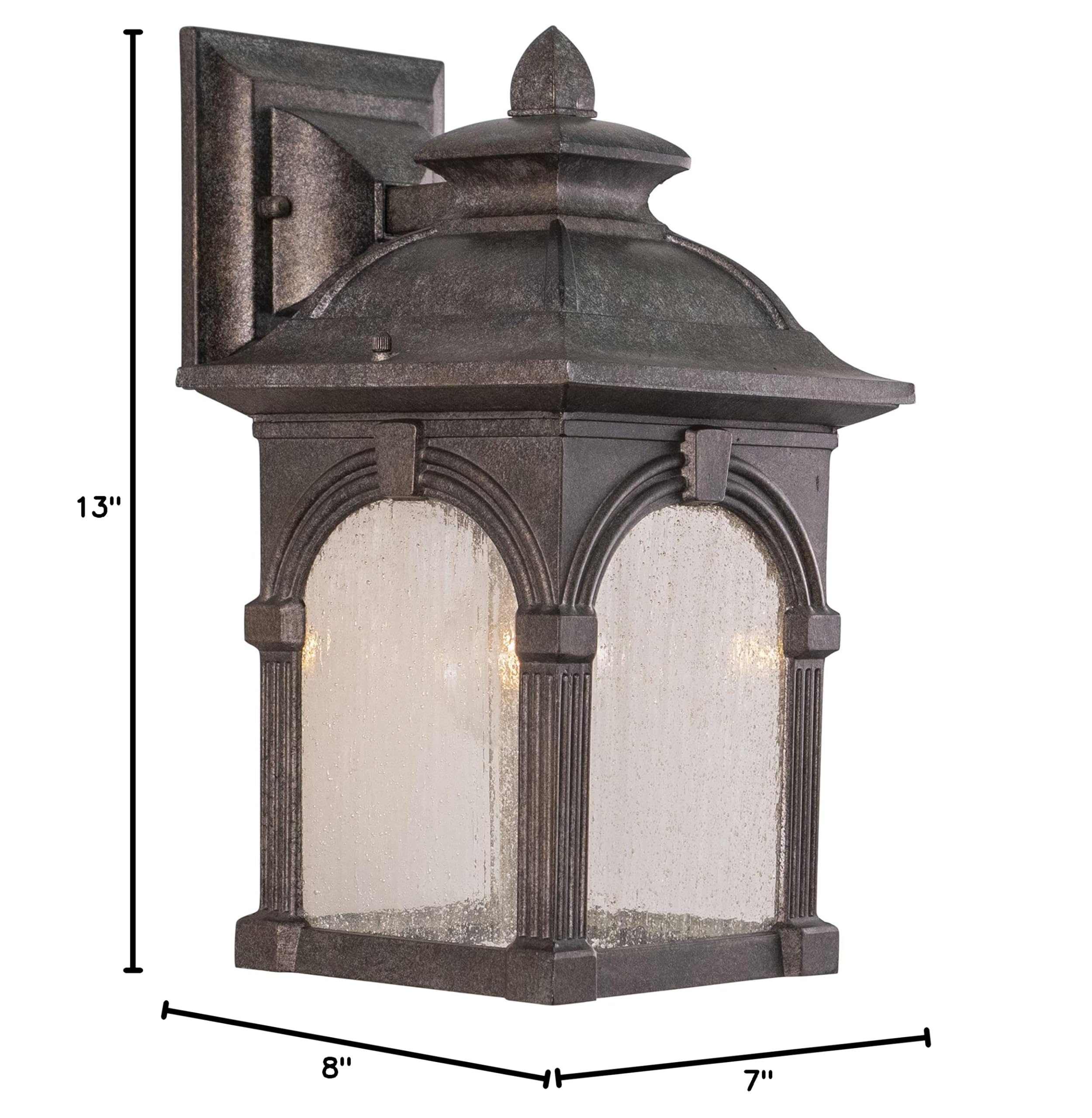 VAXCEL Essex Aluminum 1-Light Pewter Outdoor Wall Lantern with Clear Glass - Perfect for Porch, Patio, Garden and Exterior Home Lighting