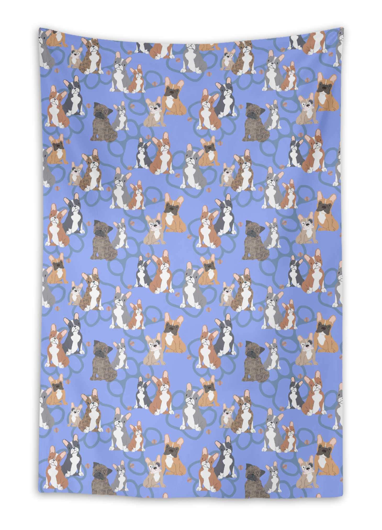 Blue Dogs & Paw Print Dog Wall Hanging Tapestry - 58 x 58 Inches Large Pet Portrait Decor for Living Room, Bedroom, Dorm | Unique Home Decor for Dog Lovers & Pet Owners