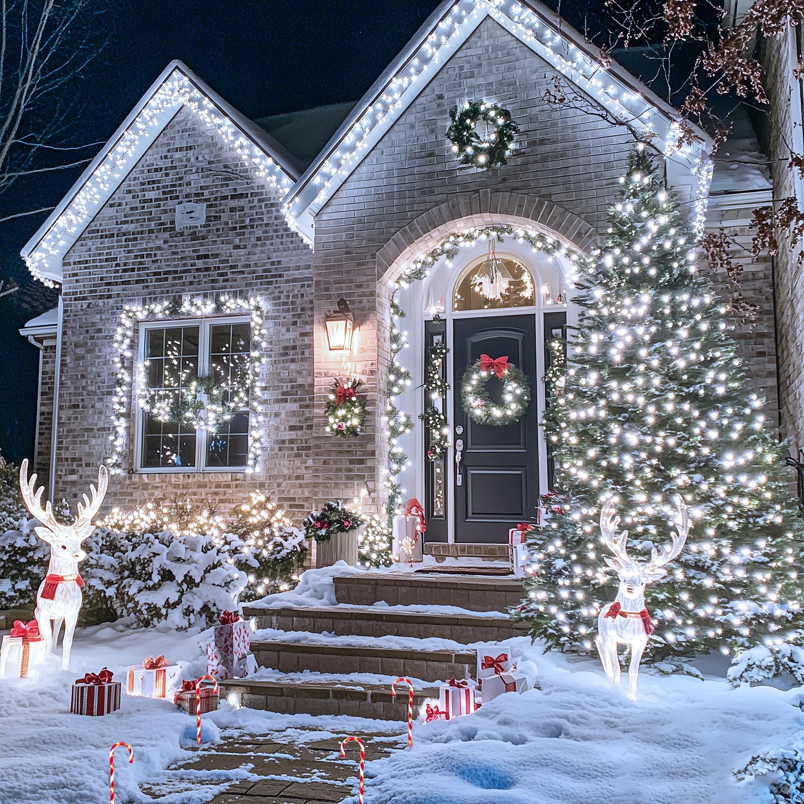 JMEXSUSS 600LED Solar Powered Outdoor String Lights - 206.7ft Waterproof White Christmas Lights with 8 Lighting Modes | Perfect for Yard, Patio, Garden, Wedding, Party & Christmas Tree Decorations