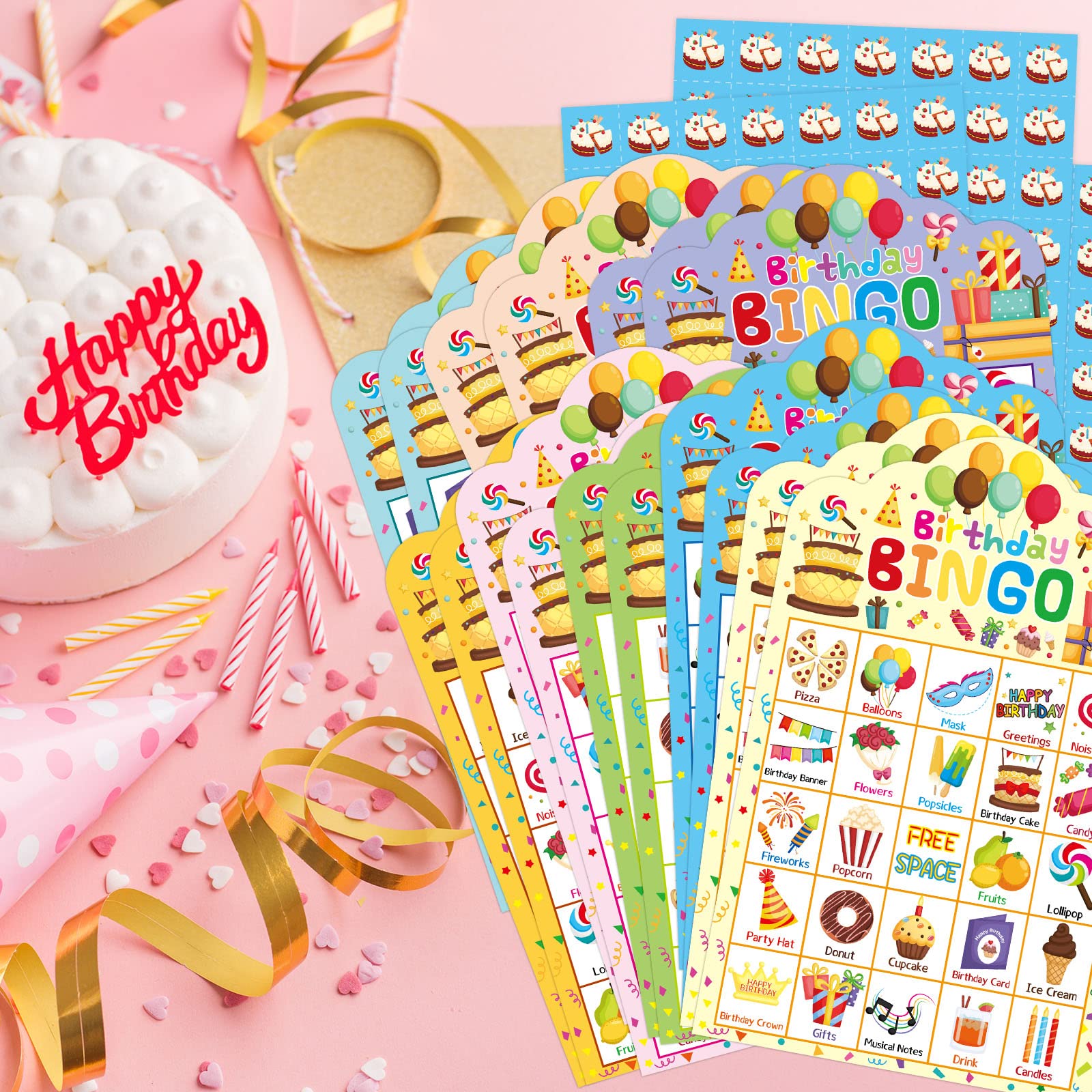 Birthday Bingo Game for Kids - 24 Player Die-Cut Bingo Cards Set - Fun Party & Classroom Activity Supplies for School Events, Family Gatherings & Holiday Celebrations