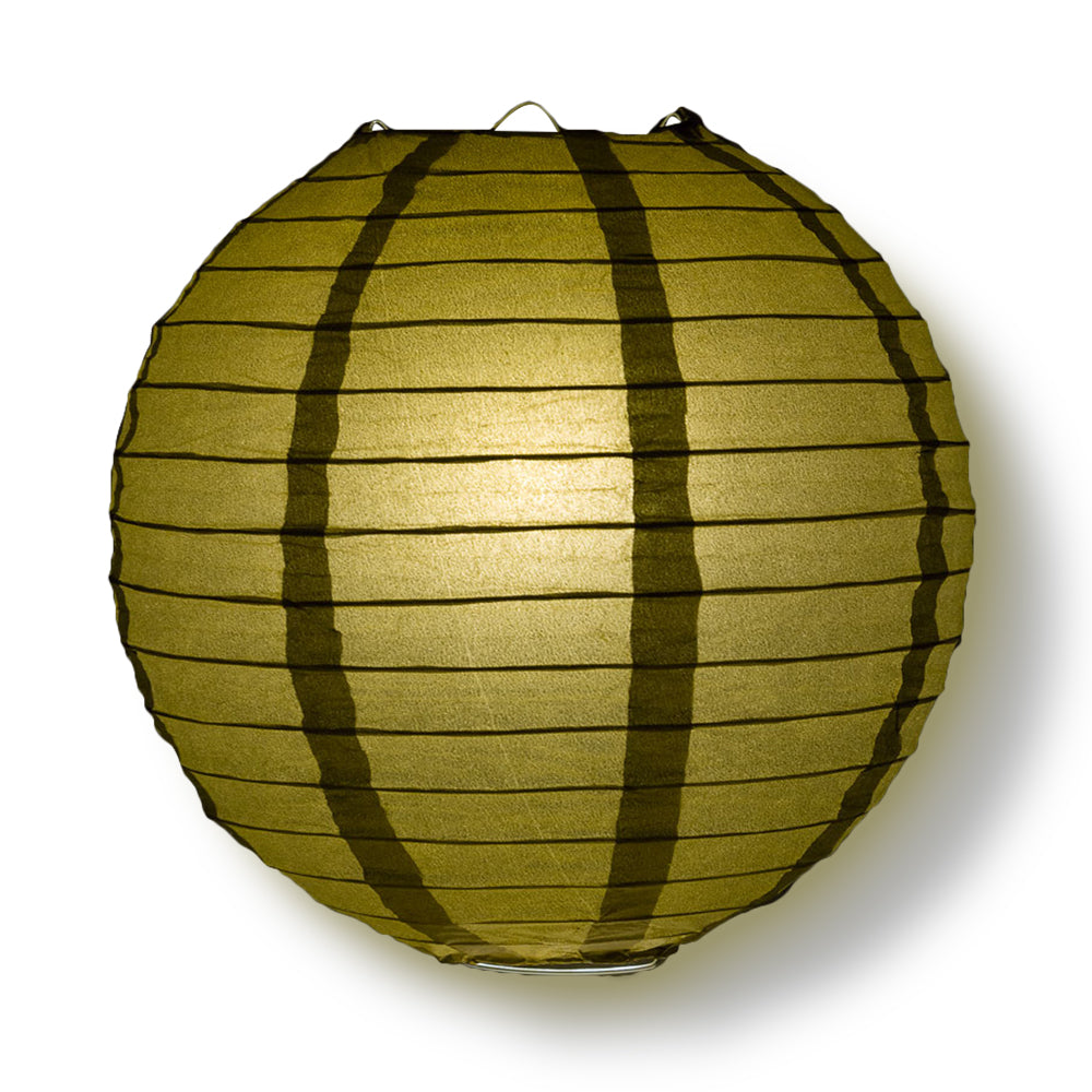 30 Gold Jumbo Round Paper Lanterns with Even Ribbing - Bulk Pack for Party Decorations, Wedding Centerpieces & Home Decoration
