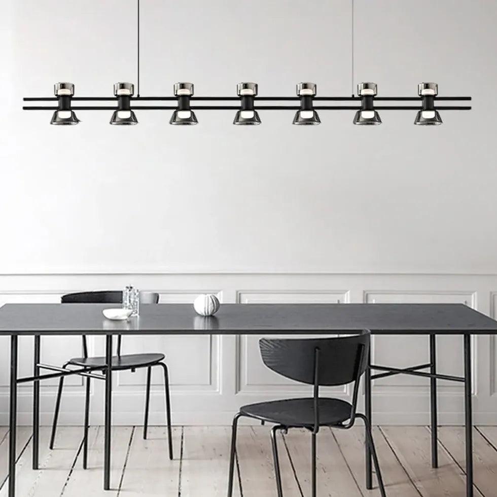 Modern Multi-Light Linear Glass Chandelier - Elegant Dining Room Pendant Lighting Fixture for Kitchen Island, Breakfast Nook & Contemporary Home Decor