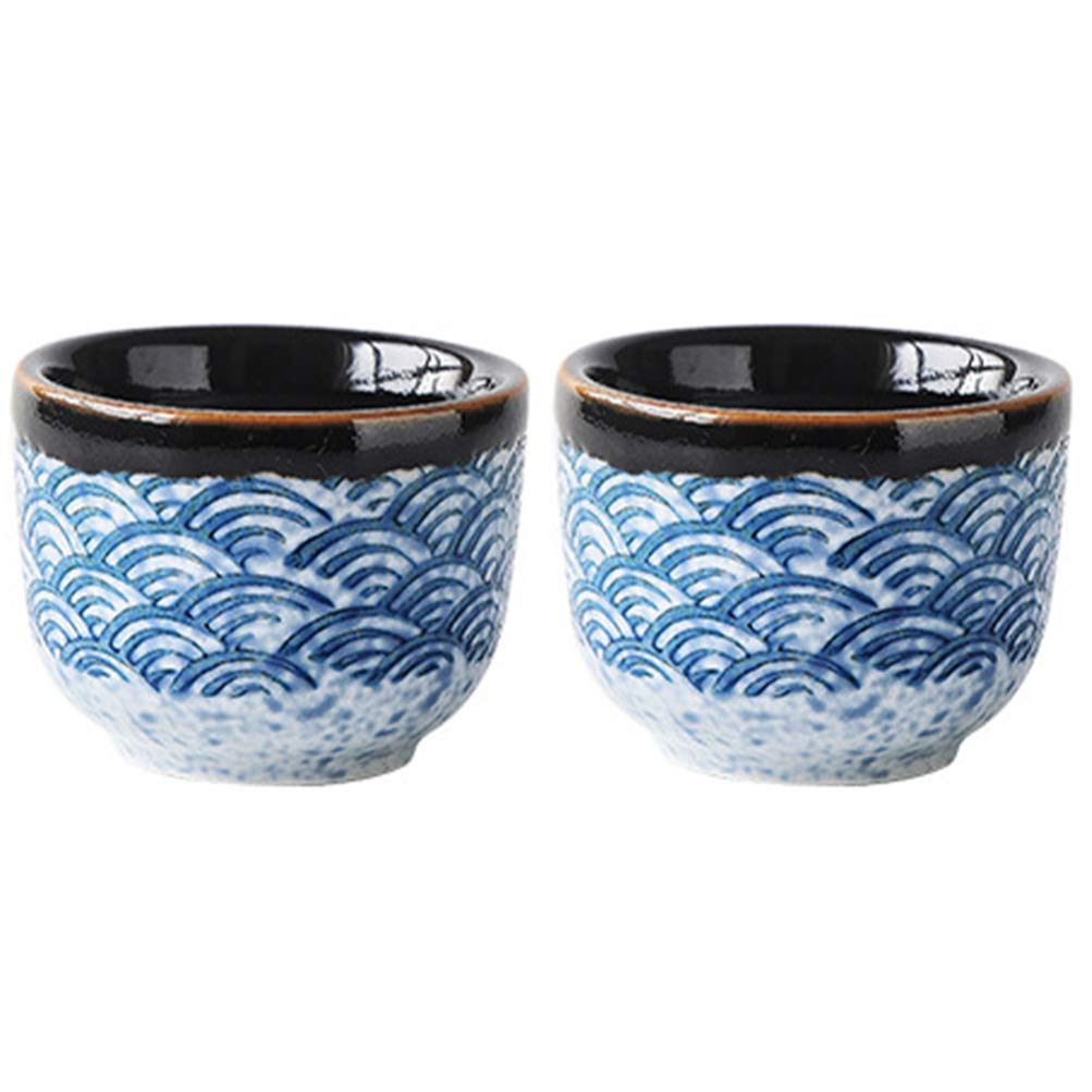 Premium Ceramic Sake Set - 2Pcs Japanese Style Sake Cups & Tea Cups - Handcrafted Pottery for Sake Ceremony, Tea Drinking & Dinnerware - Oriental Gift for Home Decor & Japanese Culture Enthusiasts