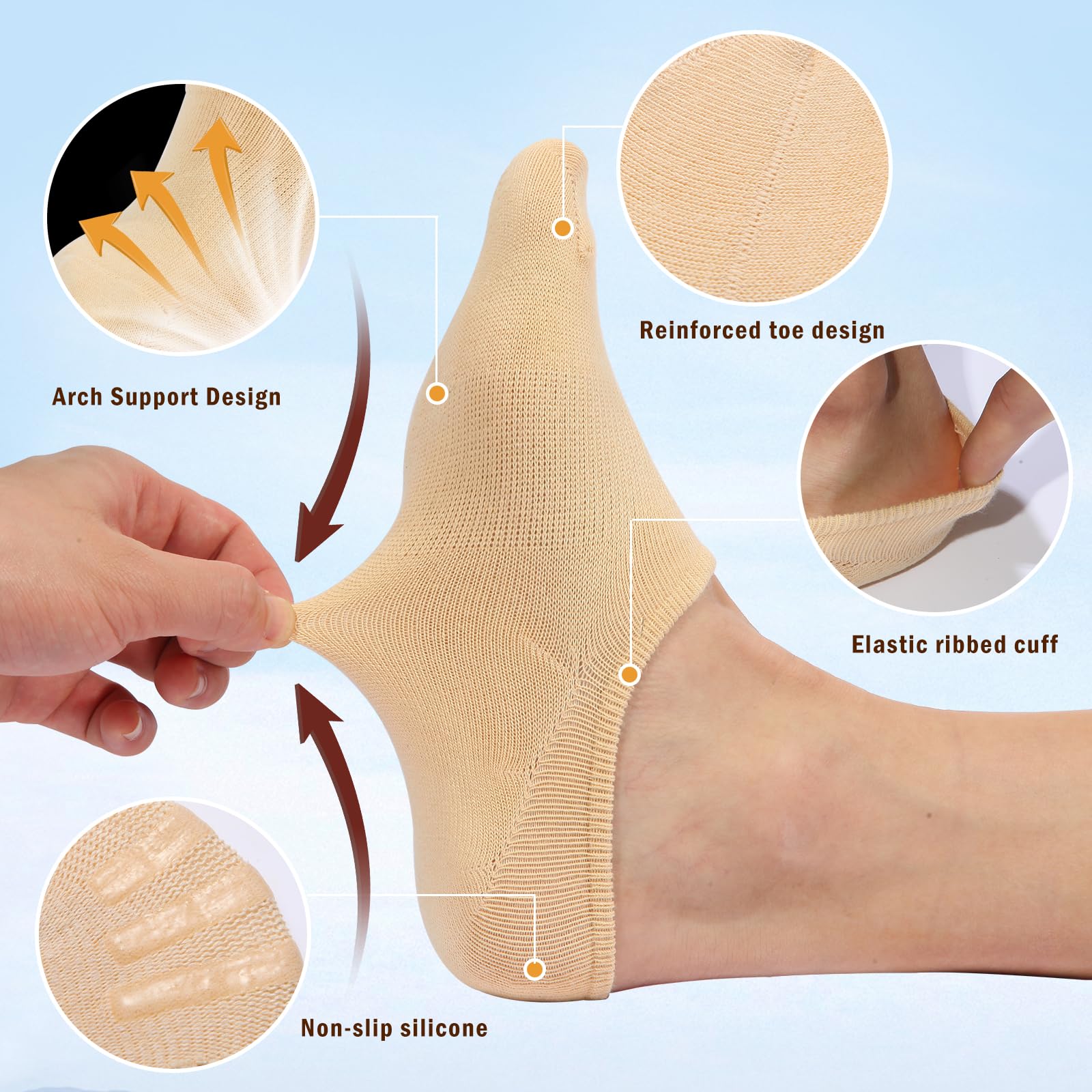 IDEGG No Show Socks for Women & Men - Low Cut Invisible Liner Socks with Anti-Slip Grip for Running, Athletic & Casual Wear - Perfect for Sneakers, Loafers and Boat Shoes