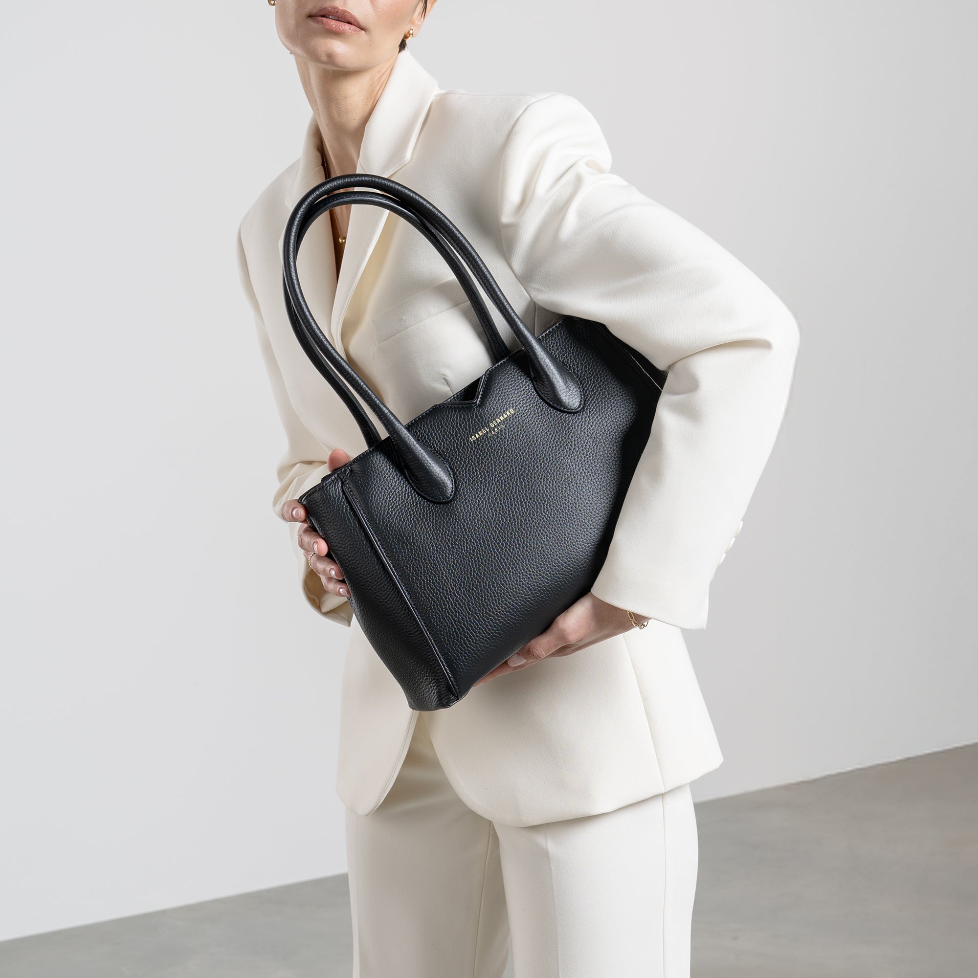 Isabel Black Calfskin Leather Handbag and Wallet Set for Women - Luxury Gift for Birthday, Anniversary & Travel Accessories