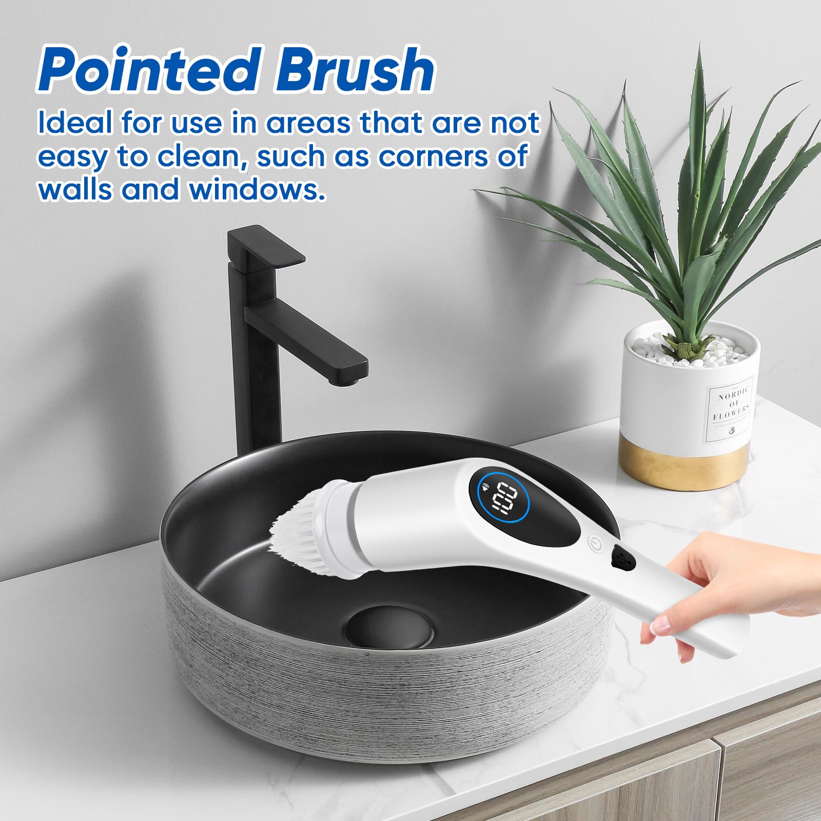 9-in-1 Electric Spin Scrubber with Replaceable Brush Heads - Universal Cleaning Brush Set for All Brands - Bathroom Shower Scrubber & Floor Tile Cleaner - Perfect for Deep Cleaning Tubs, Showers, Sinks, and Grout Lines