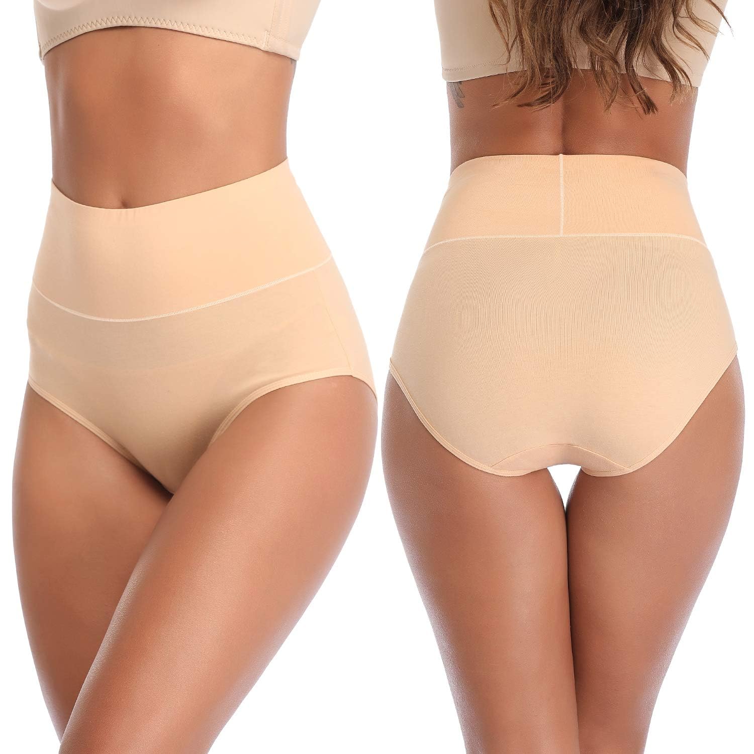 ANNYISON Women's Cotton High Waist Underwear - Soft Breathable Solid Color Briefs Panties for Everyday Comfort & Lounge Wear