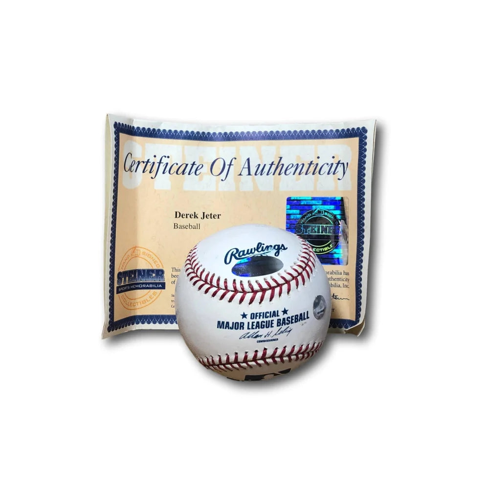 Derek Jeter Autographed Baseball - Official MLB OMLB with Steiner COA - New York Yankees Memorabilia - Perfect for Sports Collectors, Yankees Fans & Baseball Enthusiasts