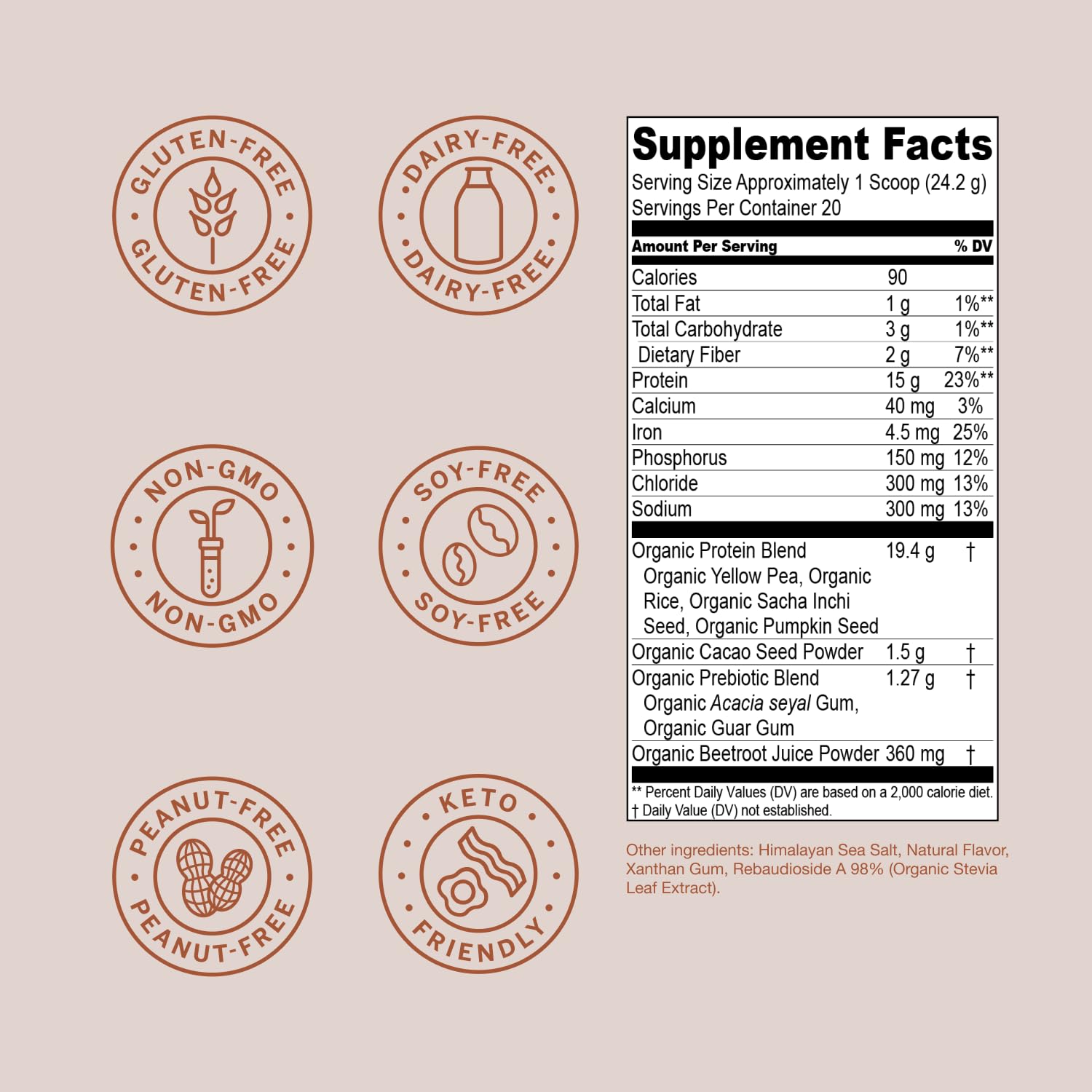 Live Conscious Cosmic Cacao - Organic Vegan Chocolate Protein Powder with Pea, Brown Rice, Pumpkin & Sacha Inchi - Plant-Based Protein Blend - 17oz (20 Servings) - Perfect for Smoothies, Baking & Post-Workout Recovery