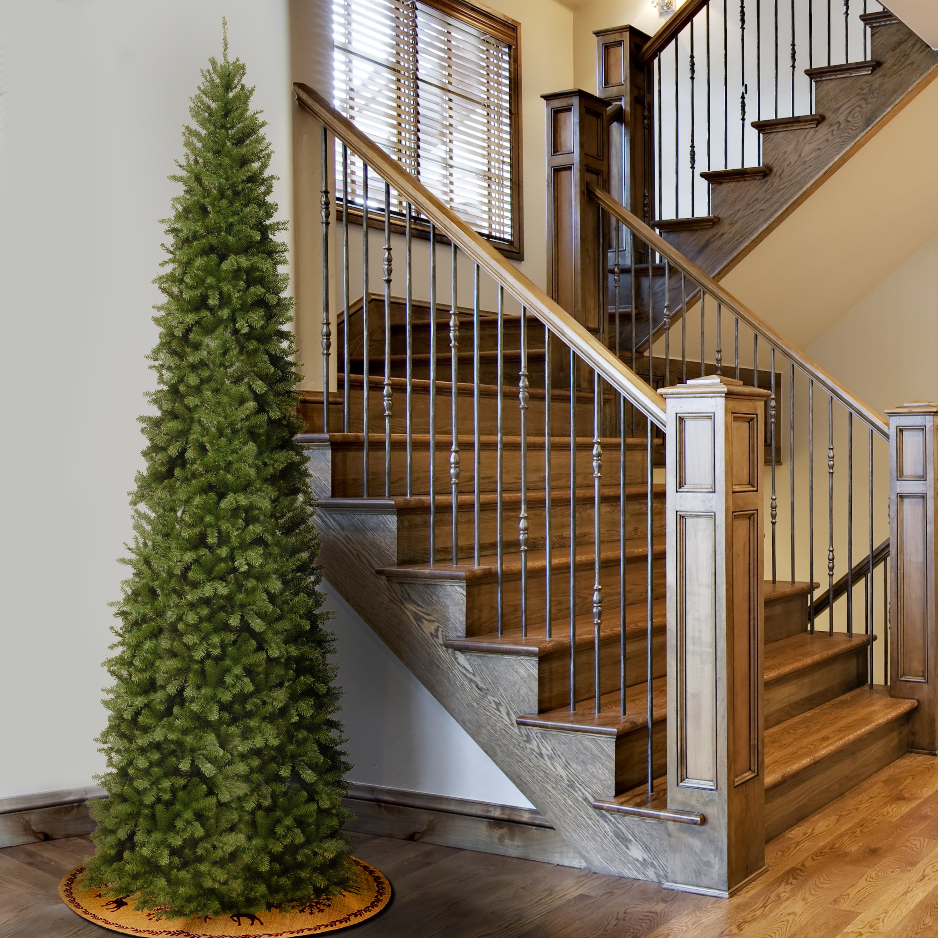 10 ft. North Valley Spruce Pencil Slim Artificial Christmas Tree - Perfect for Small Spaces & Apartment Holiday Decor