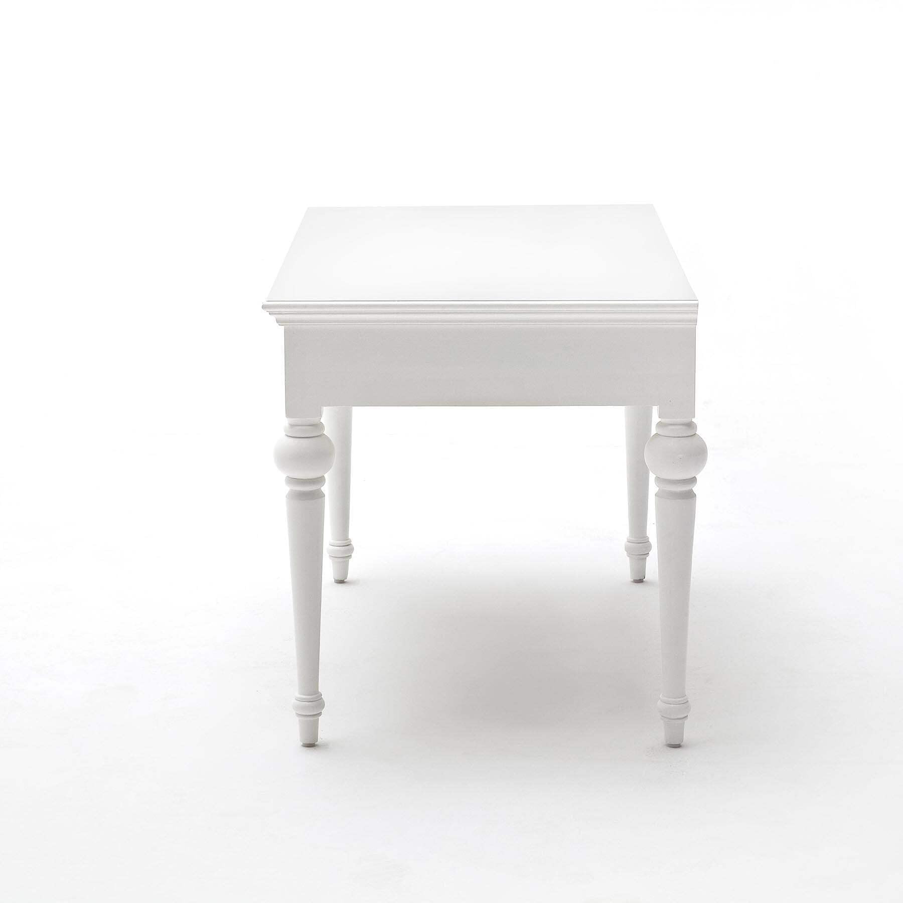 Provence Style Pure White Mahogany Wood Secretary Desk with 2 Drawers - Vintage Home Office Writing Desk for Study Room & Library