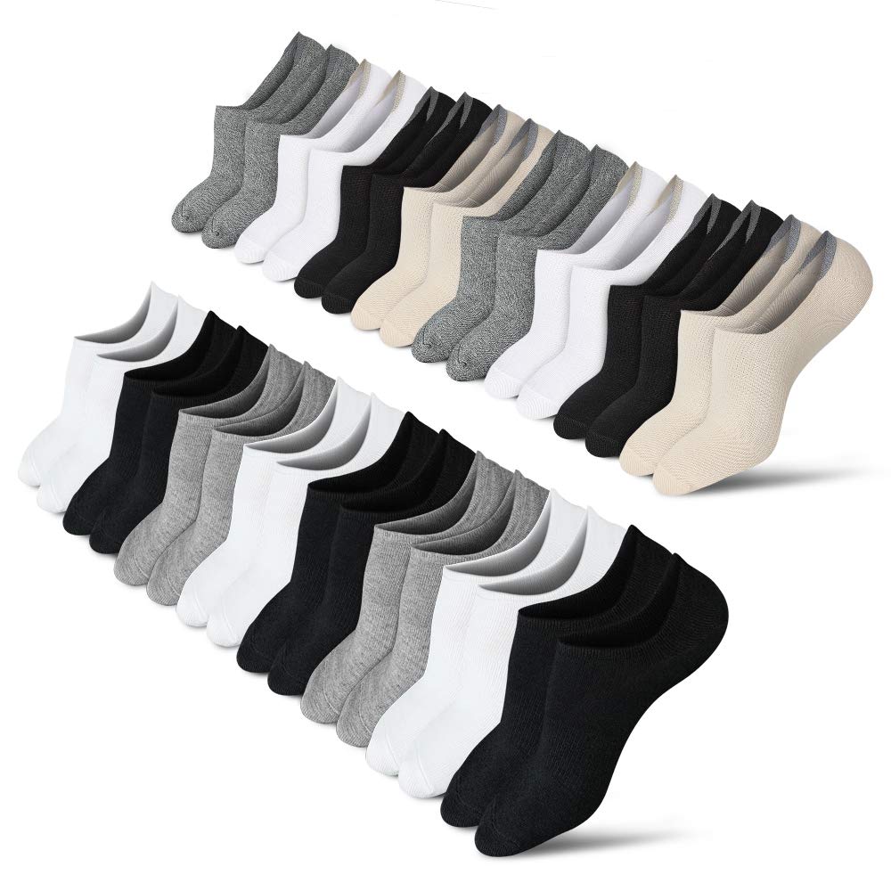 Wernies No Show Socks for Women - 16 Pairs Low Cut Invisible Socks with Non-Slip Grip & Seamless Toe - Perfect for Sneakers, Loafers and Boat Shoes