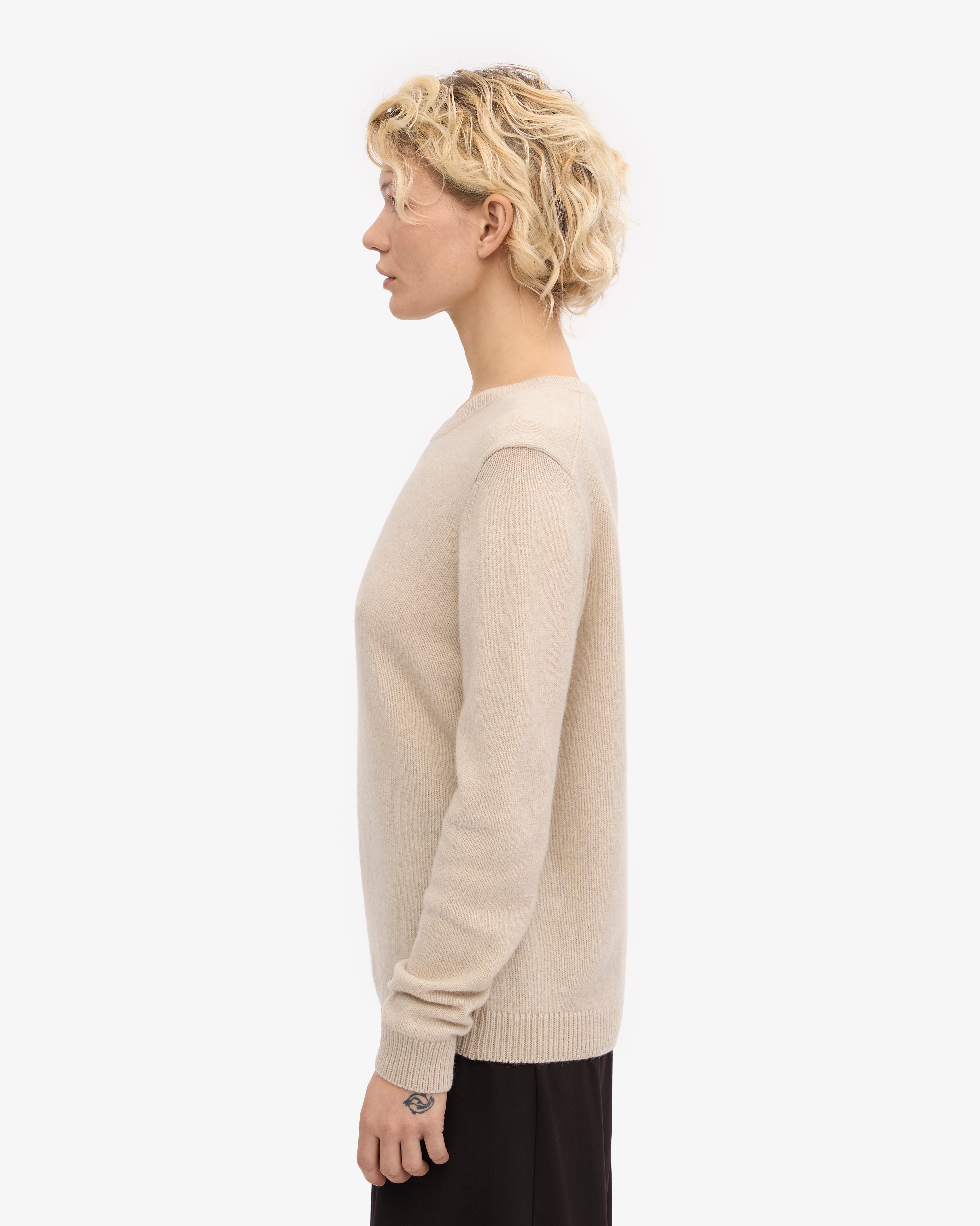 Premium Women's Classic Merino Wool Crew Neck Sweater - Ivory White | Soft & Warm Winter Knitwear for Casual Outfits & Office Wear