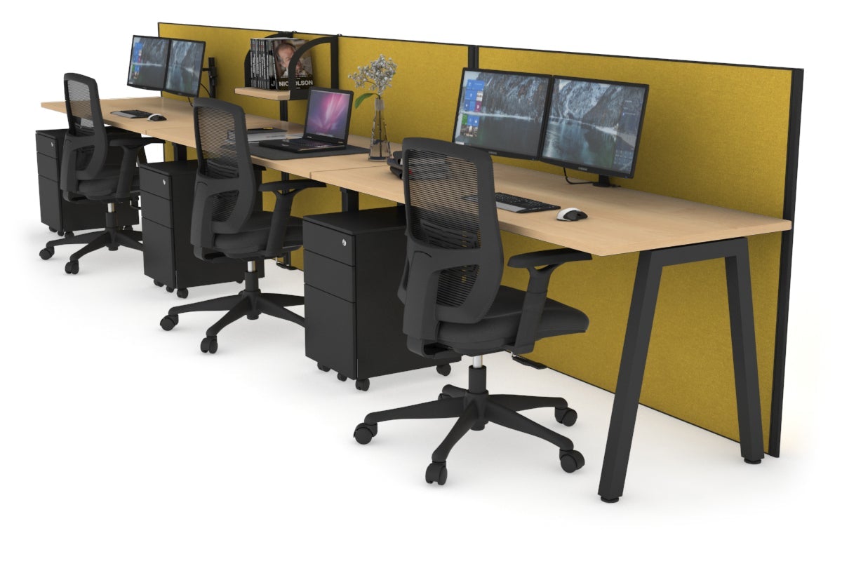 Horizon Quadro 3-Person Office Workstation - 1800L x 700W Large Desk for Collaborative Workspaces, Team Meetings & Office Productivity