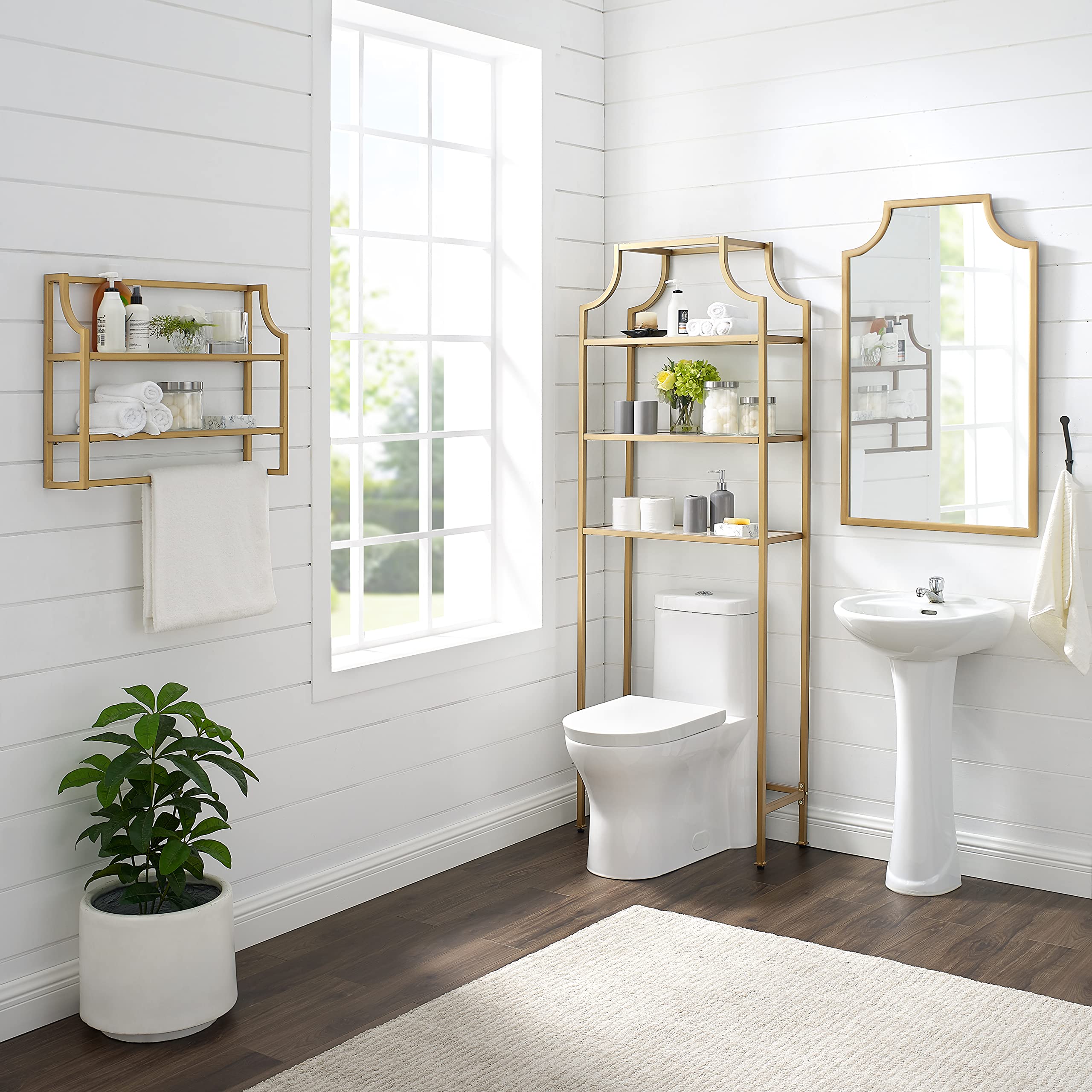 Crosley Furniture Aimee Gold Mirror - Elegant Wall Mirror for Bathroom, Hallway, Entryway & Bedroom Decor - Perfect for Home, Office & Hotel Decorating