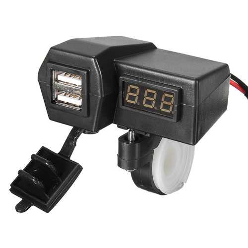 Bakeey 12V 24V Motorcycle USB Charger - Dual Port Fast Charging Power Socket Adapter for Phone, GPS, Sat Nav - Perfect for Long Rides and Road Trips