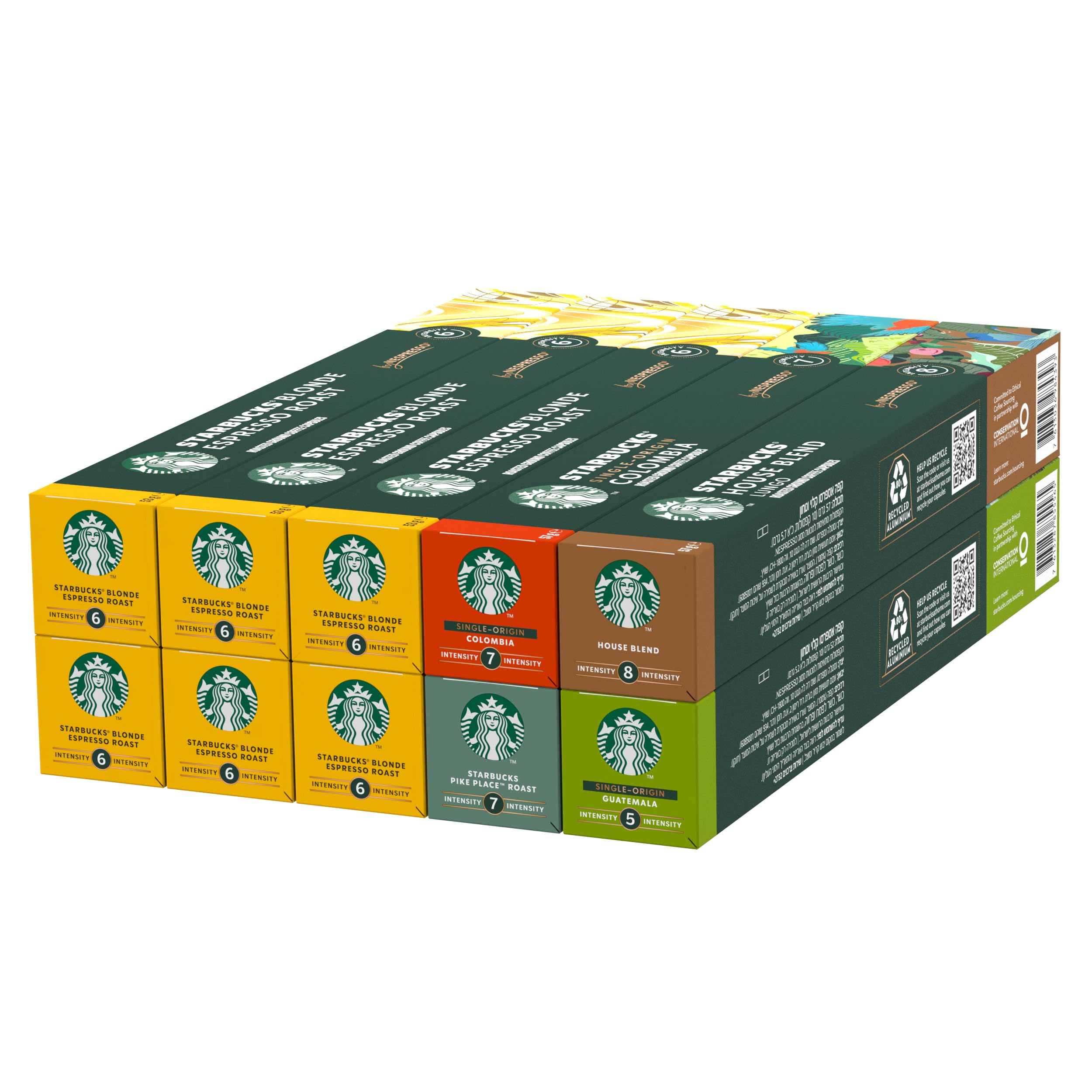 Starbucks Blonde Espresso Roast Variety Pack for Nespresso - 100 Coffee Capsules (10 x 10) | Light Roast Coffee Pods for Espresso & Americano | Perfect for Home & Office Coffee Brewing