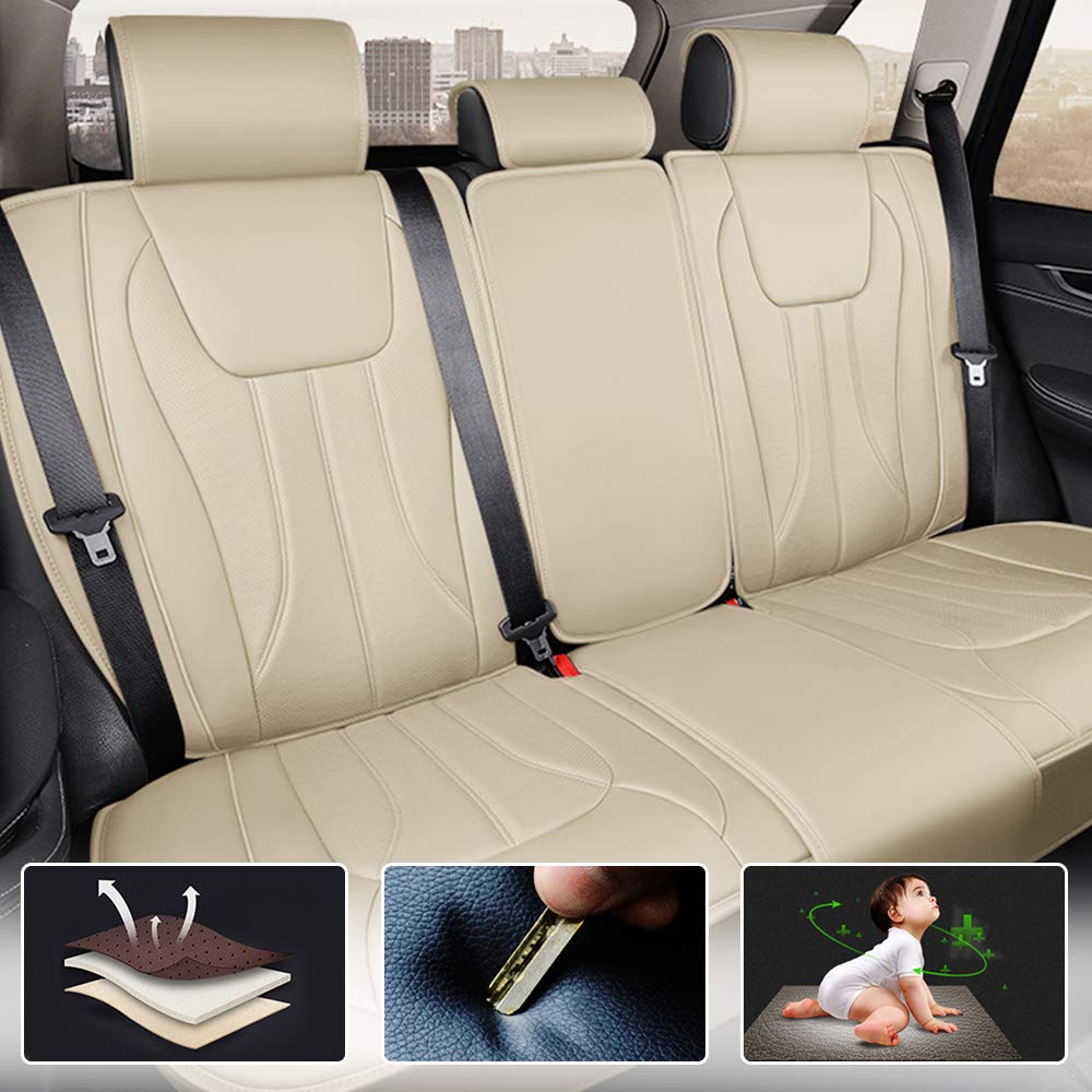Premium Custom Fit All-Weather Seat Covers for Lexus LS500h (2018-2023) - 5-Seater Waterproof Car Seat Protectors - Beige Full Set - Perfect for Road Trips, Daily Commutes & Pet Protection