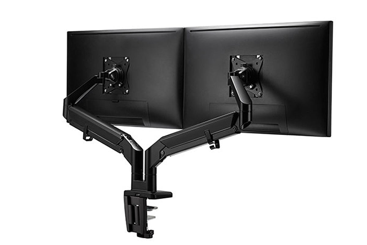 Ergonomic Uplifting Yogiflex Dual Monitor Arm Stand - Adjustable Height & Tilt for 13-32 Inch Screens - Perfect for Home Office & Gaming Setup