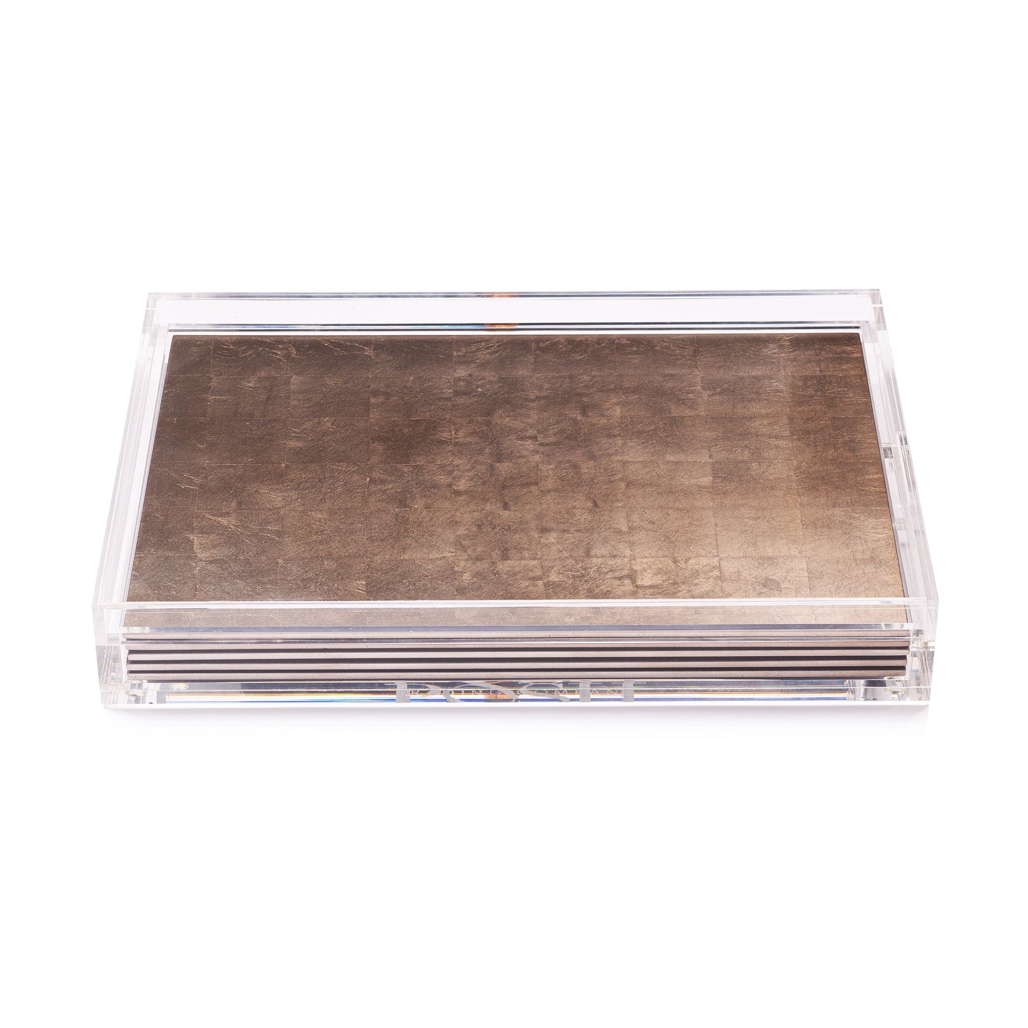Premium Servebox Clear Silver Leaf Taupe - Elegant Tableware for Fine Dining & Special Occasions