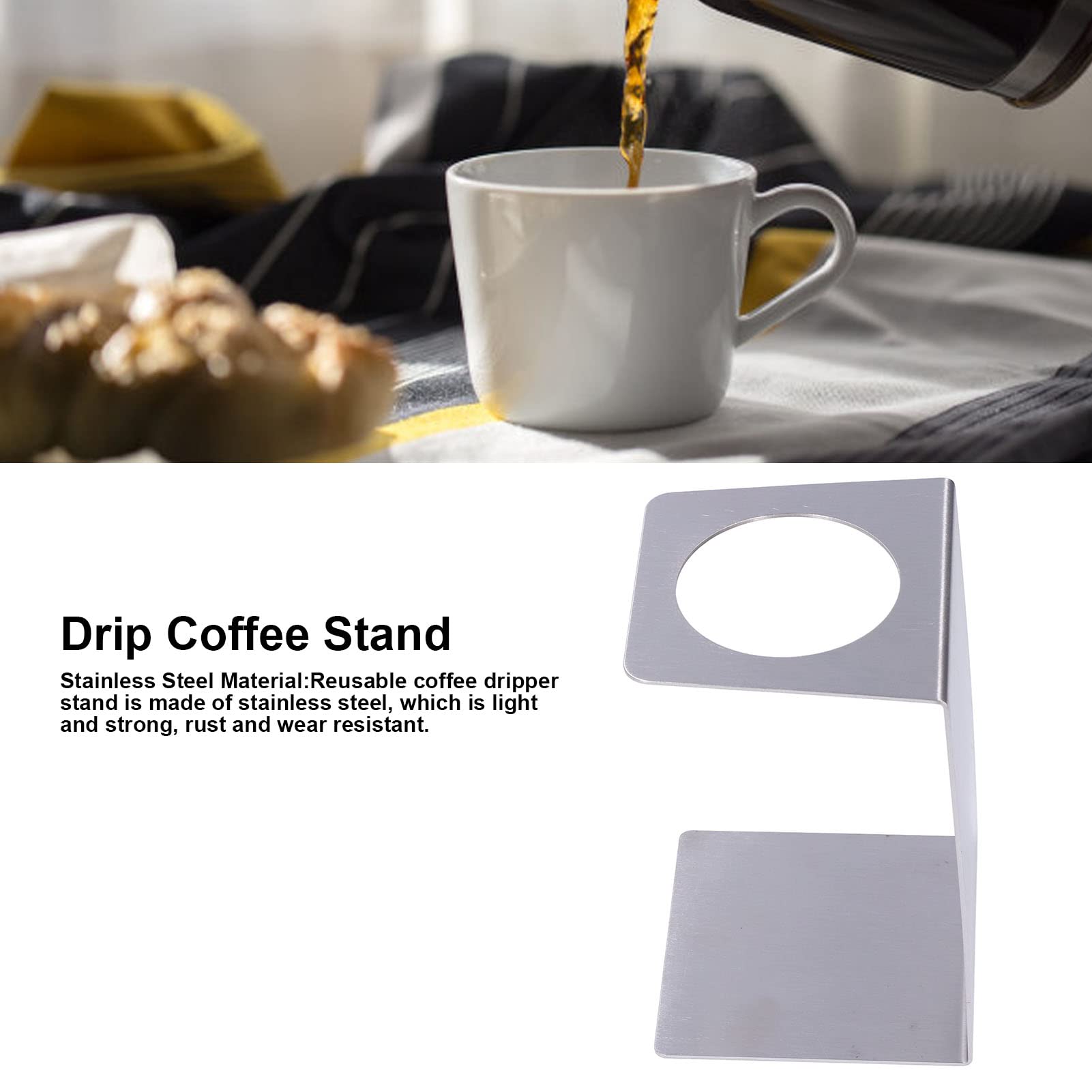 Premium Stainless Steel Pour Over Coffee Stand | Drip Coffee Maker Holder for Coffee Connoisseurs & Enthusiasts | Perfect for Home Brewing, Office Use & Specialty Coffee Shops (Brushed Stainless Steel)