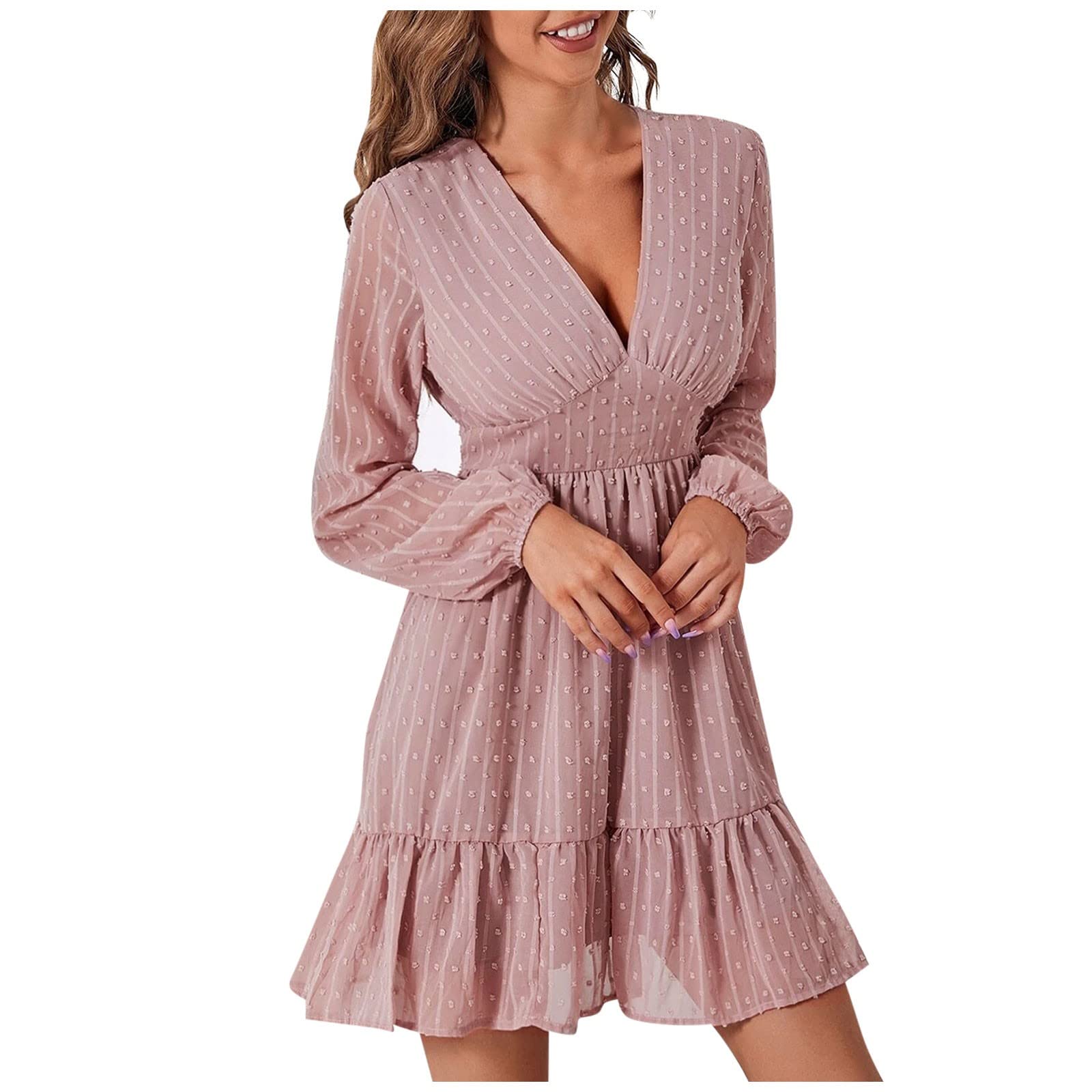 Boho Women's Long Sleeve High Waist Flowy Summer Dress - Elegant Floral Print Maxi Dress for Beach, Vacation & Casual Outings