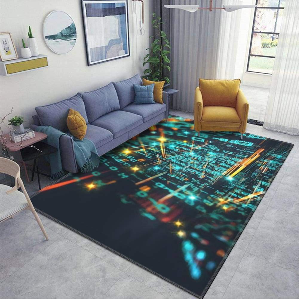 Non-Slip Binary Code Pattern Rug Pad - Thickened Big Data Design Doormat for Living Room, Entryway, Indoor & Outdoor Use - Perfect for Home Decor, Office, and High-Traffic Areas